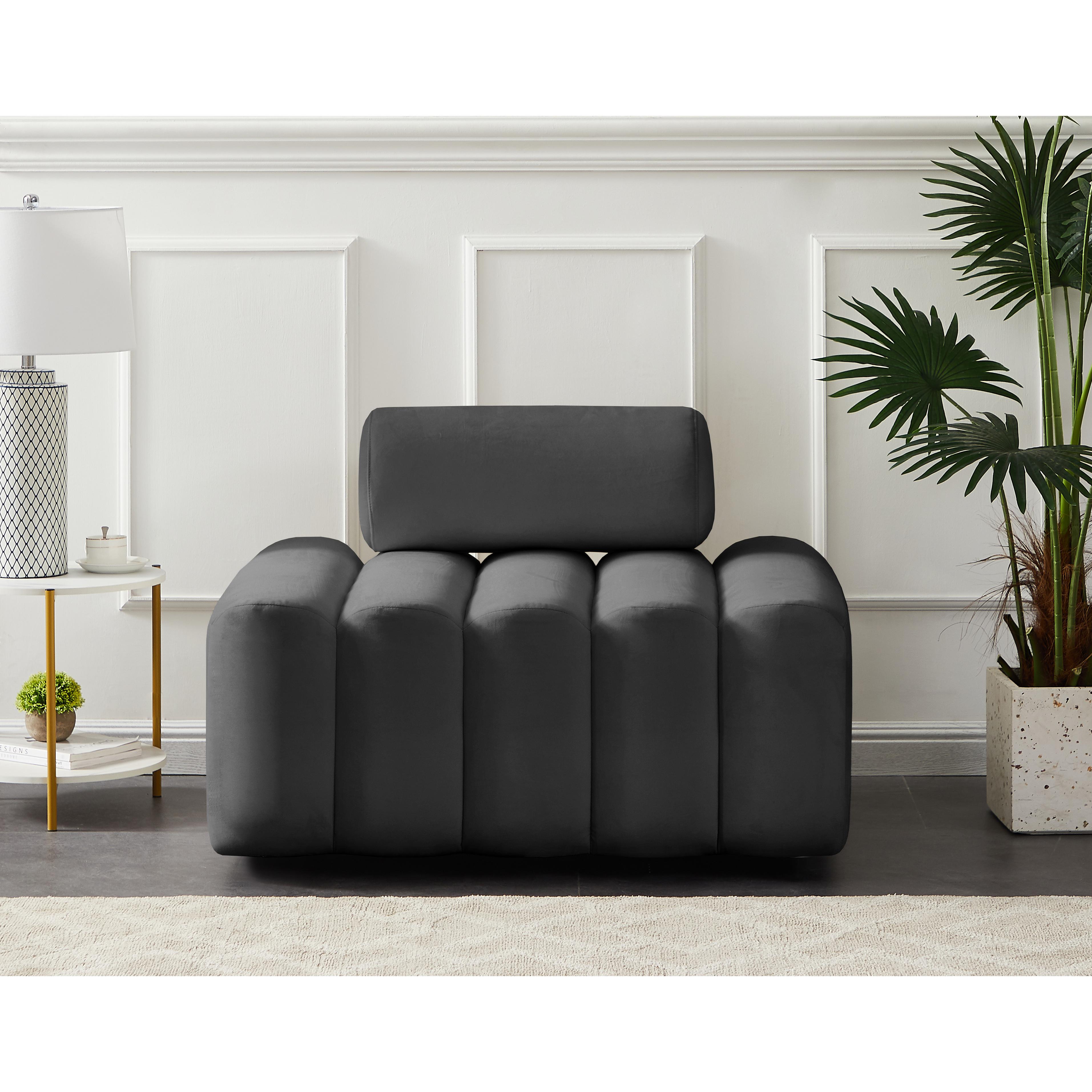 Meridian Melody Grey Velvet Chair