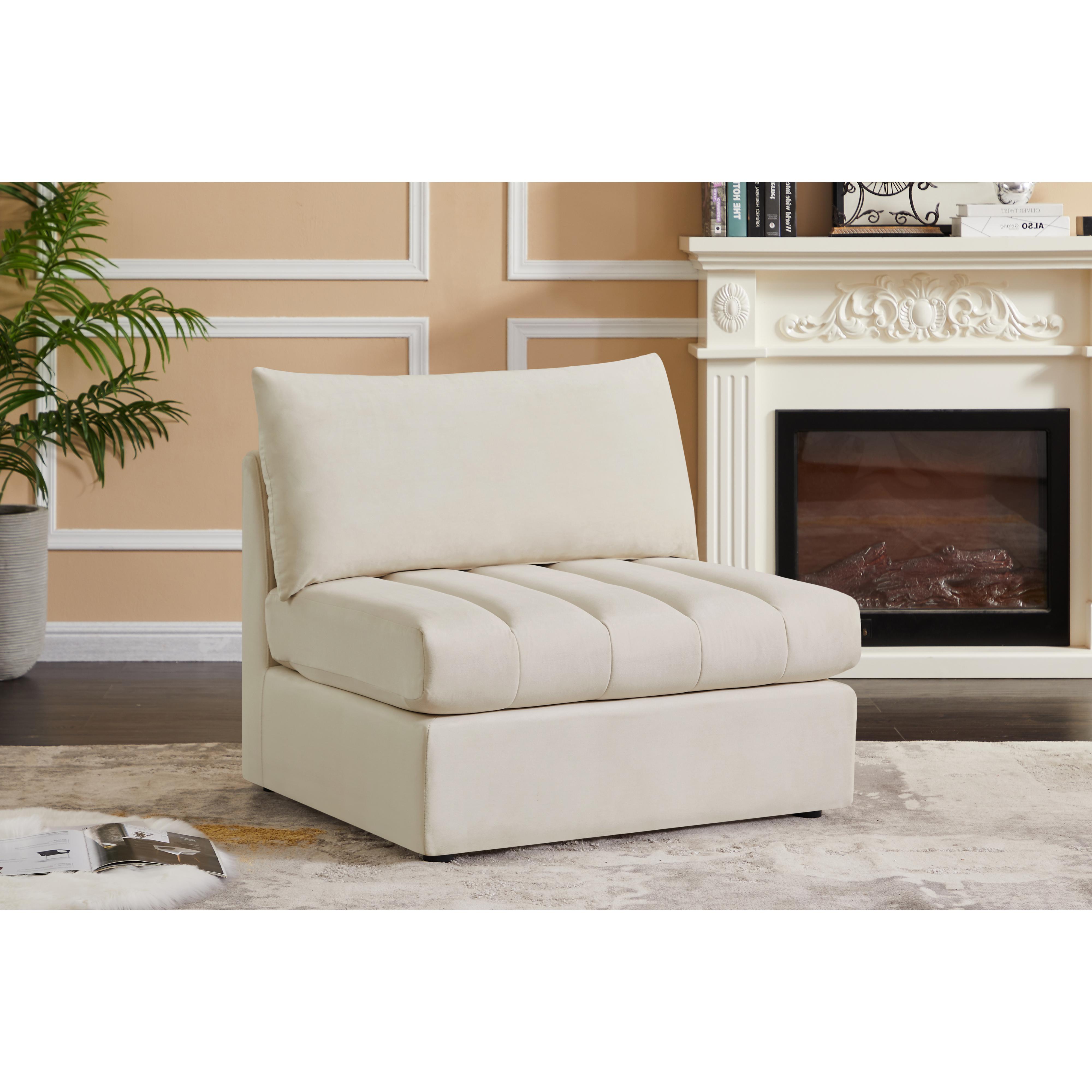 Meridian Jacob Cream Velvet Armless