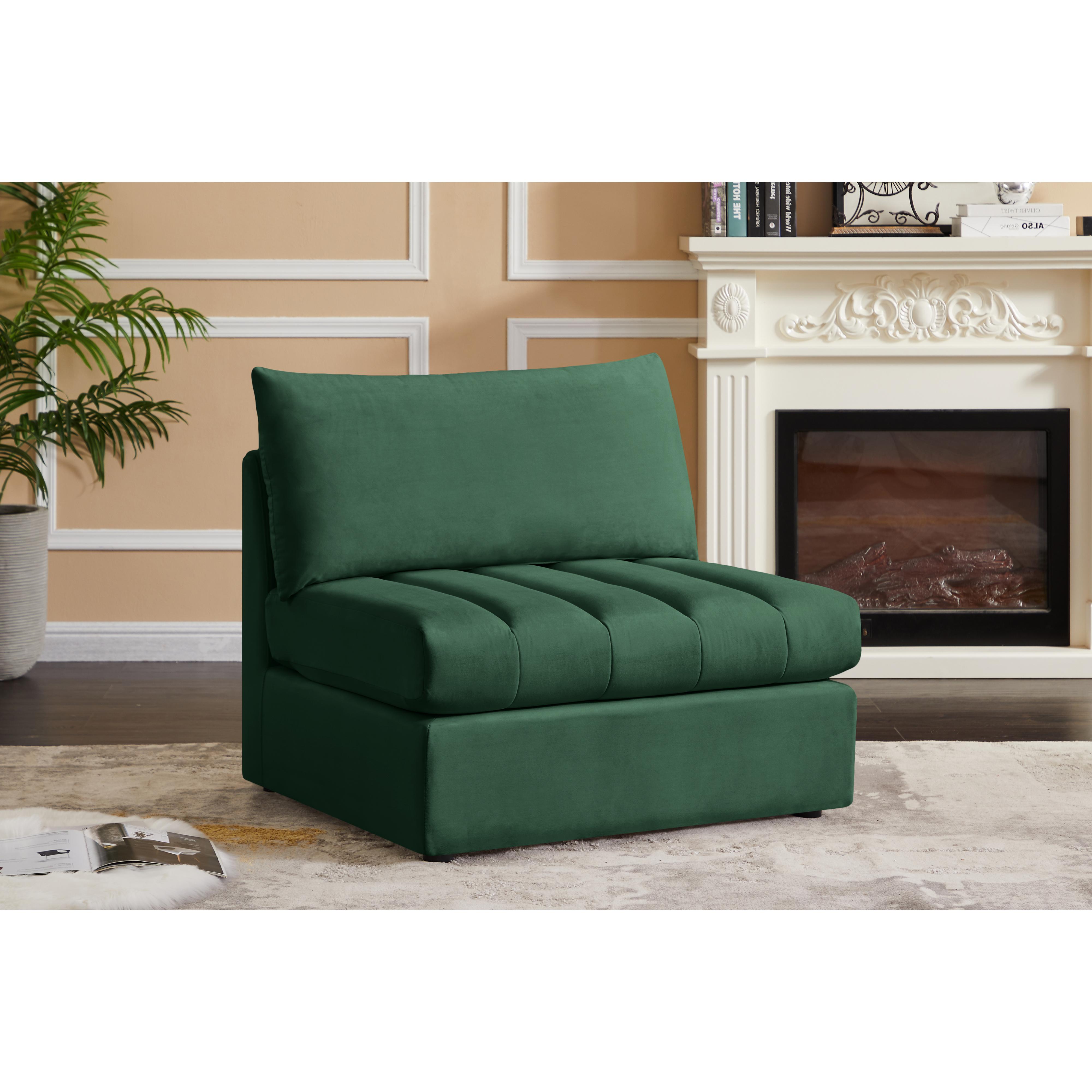 Meridian Jacob Green Velvet Armless