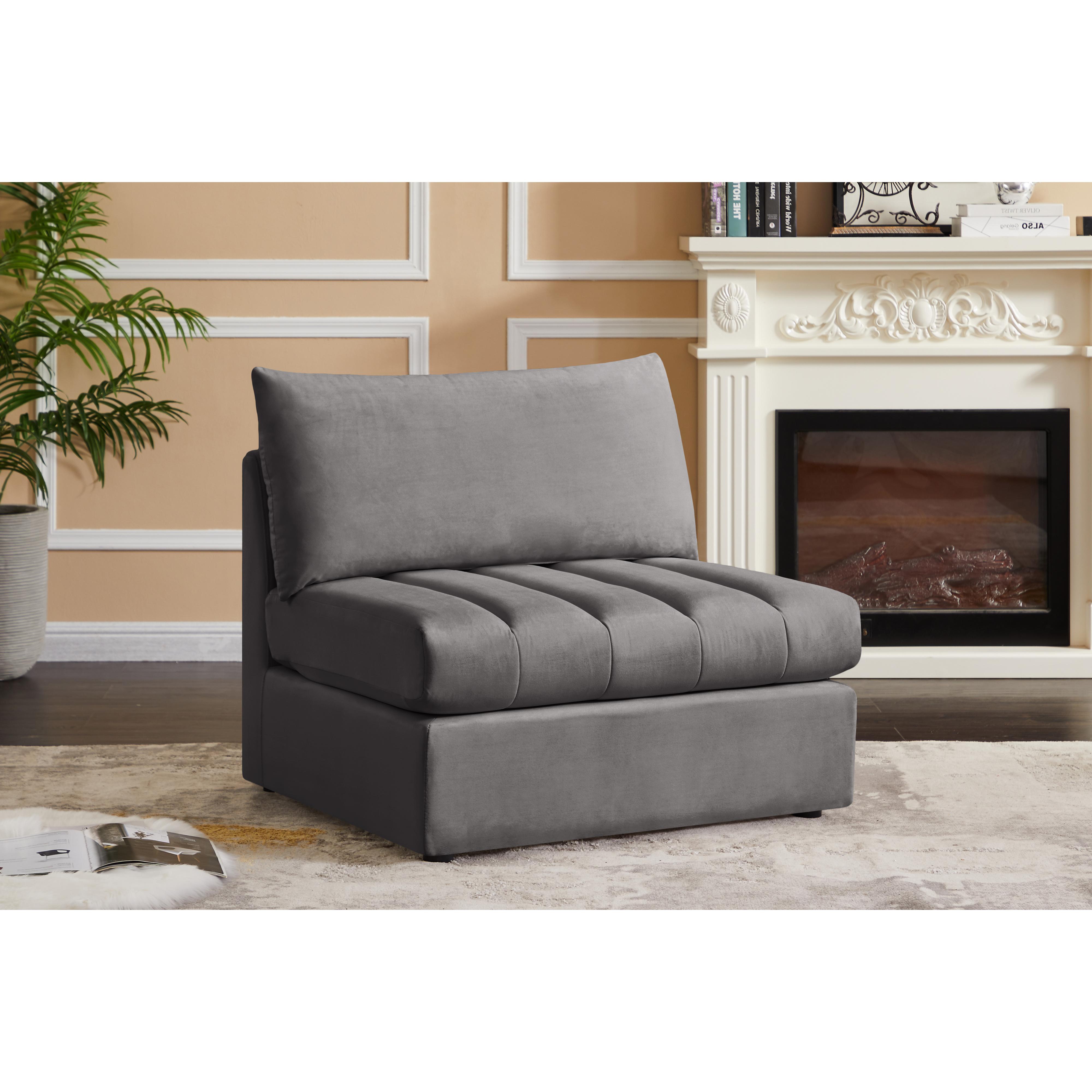 Meridian Jacob Grey Velvet Armless