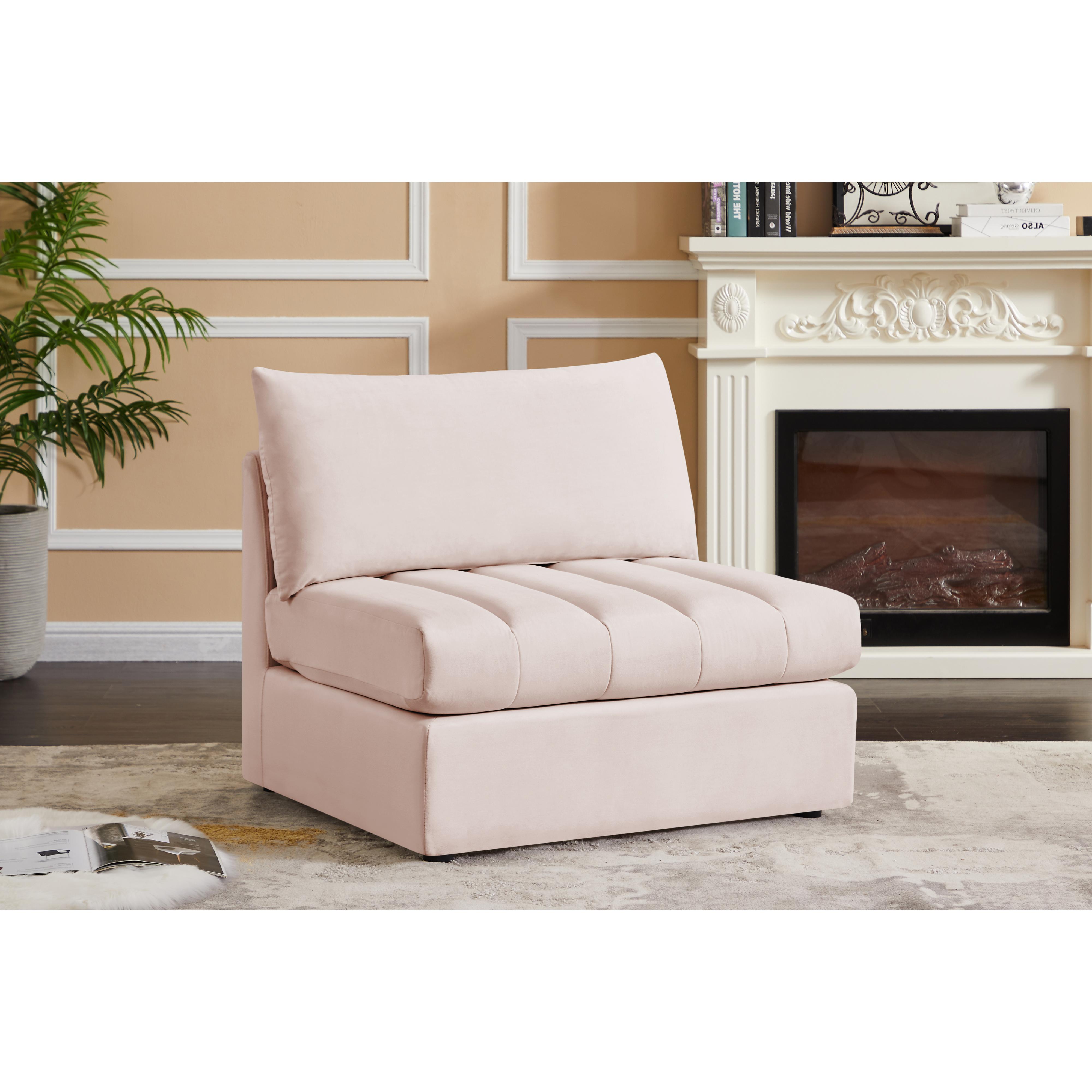 Meridian Jacob Pink Velvet Armless