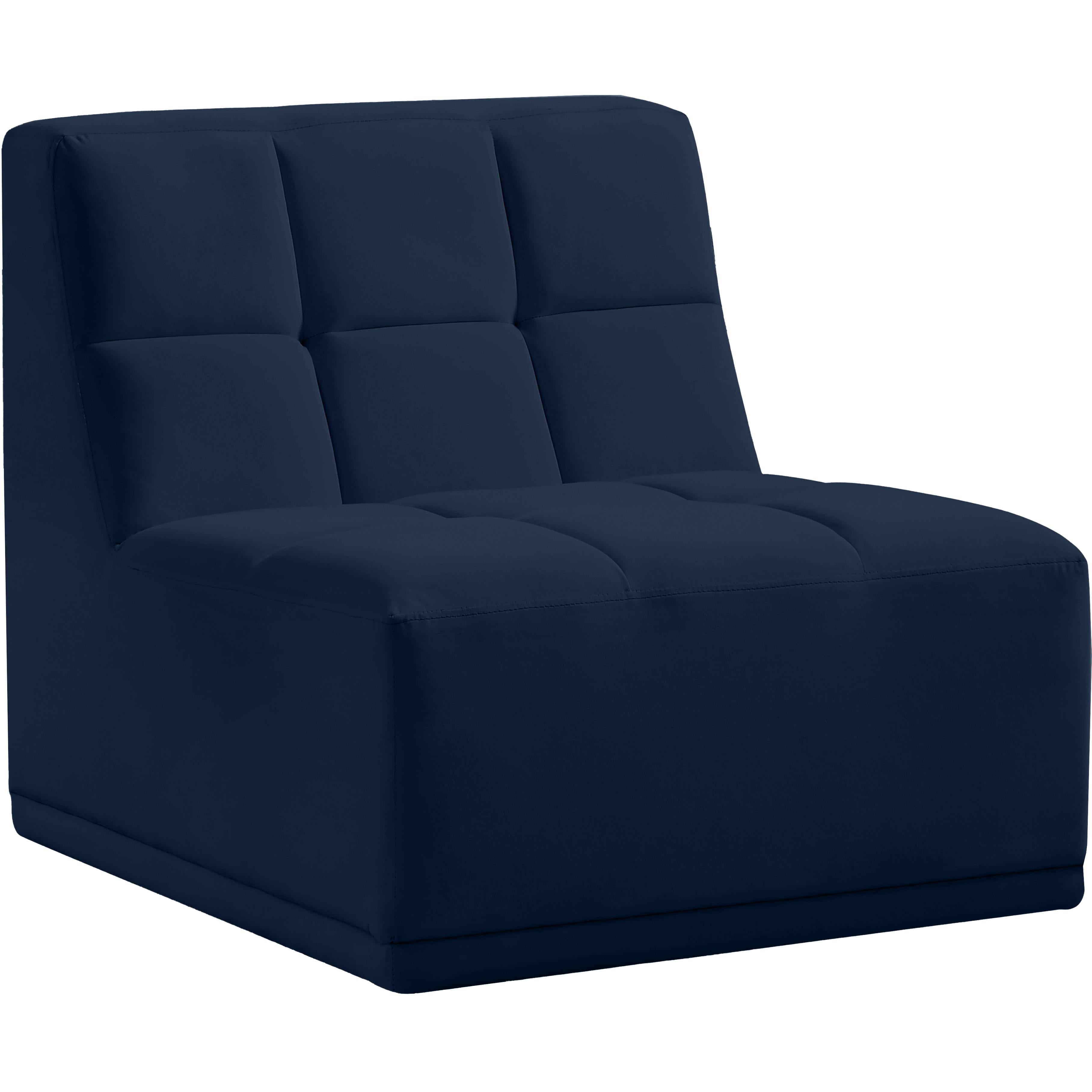 Meridian Relax Navy Velvet Armless Chair