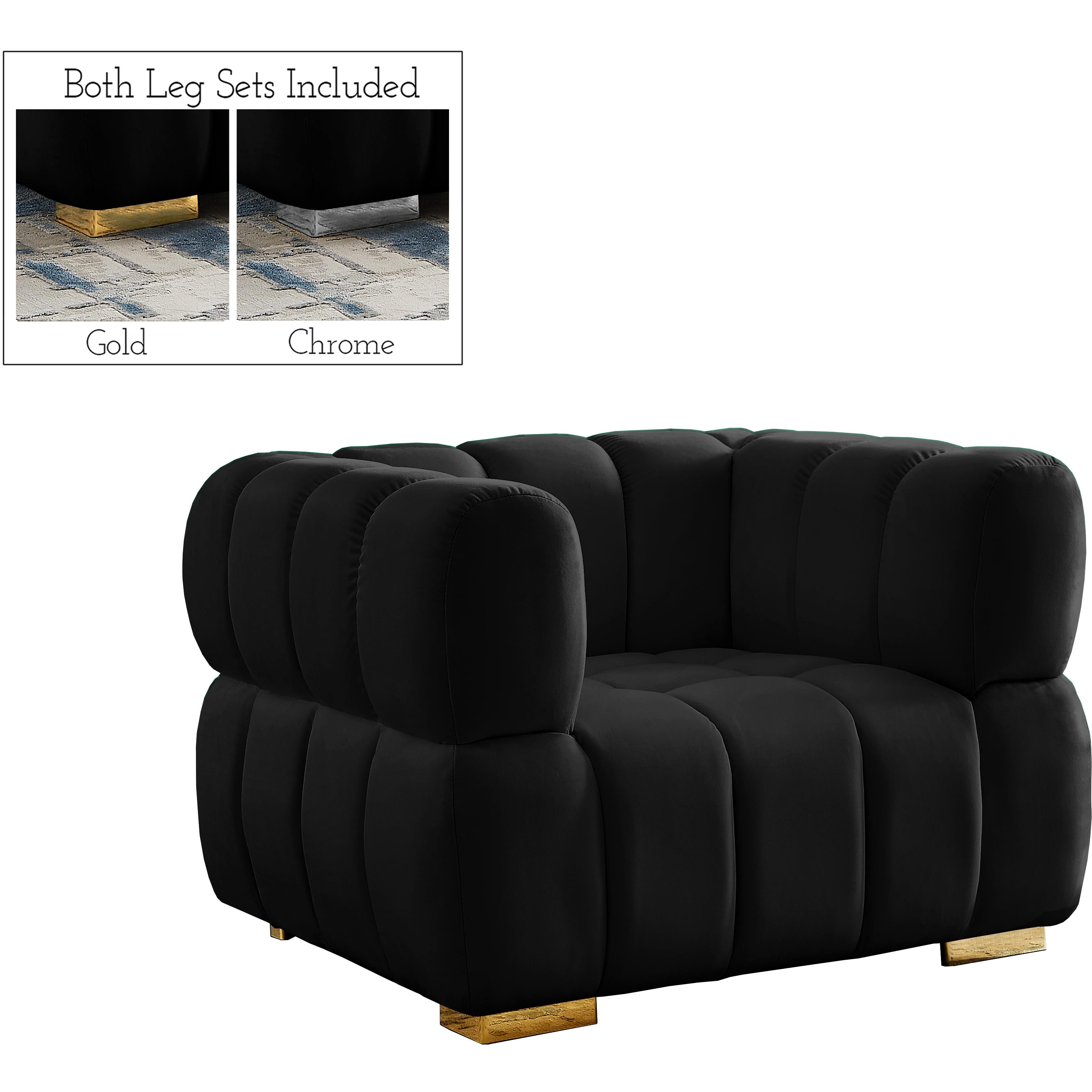 Meridian Gwen Black Velvet Chair