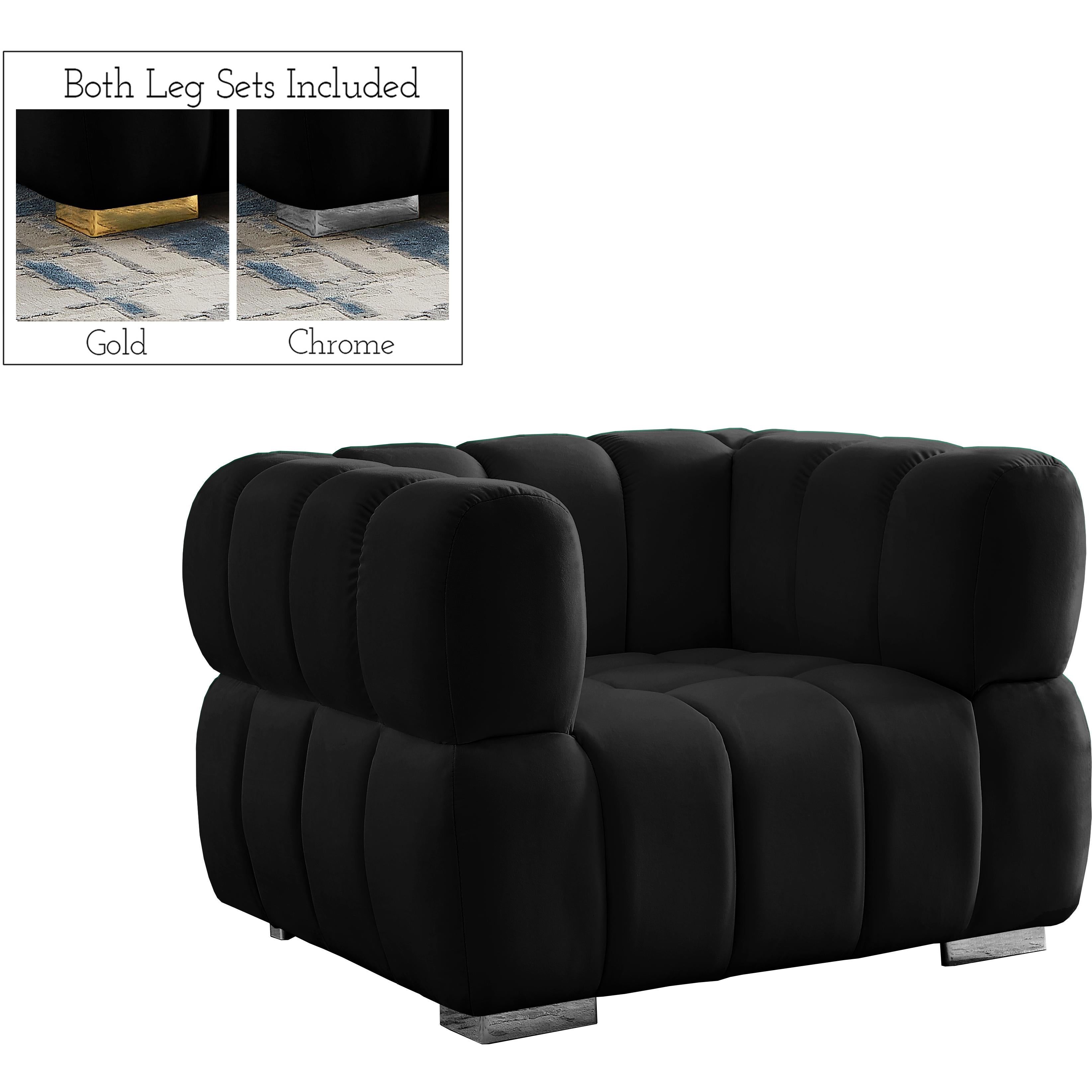 Meridian Gwen Black Velvet Chair
