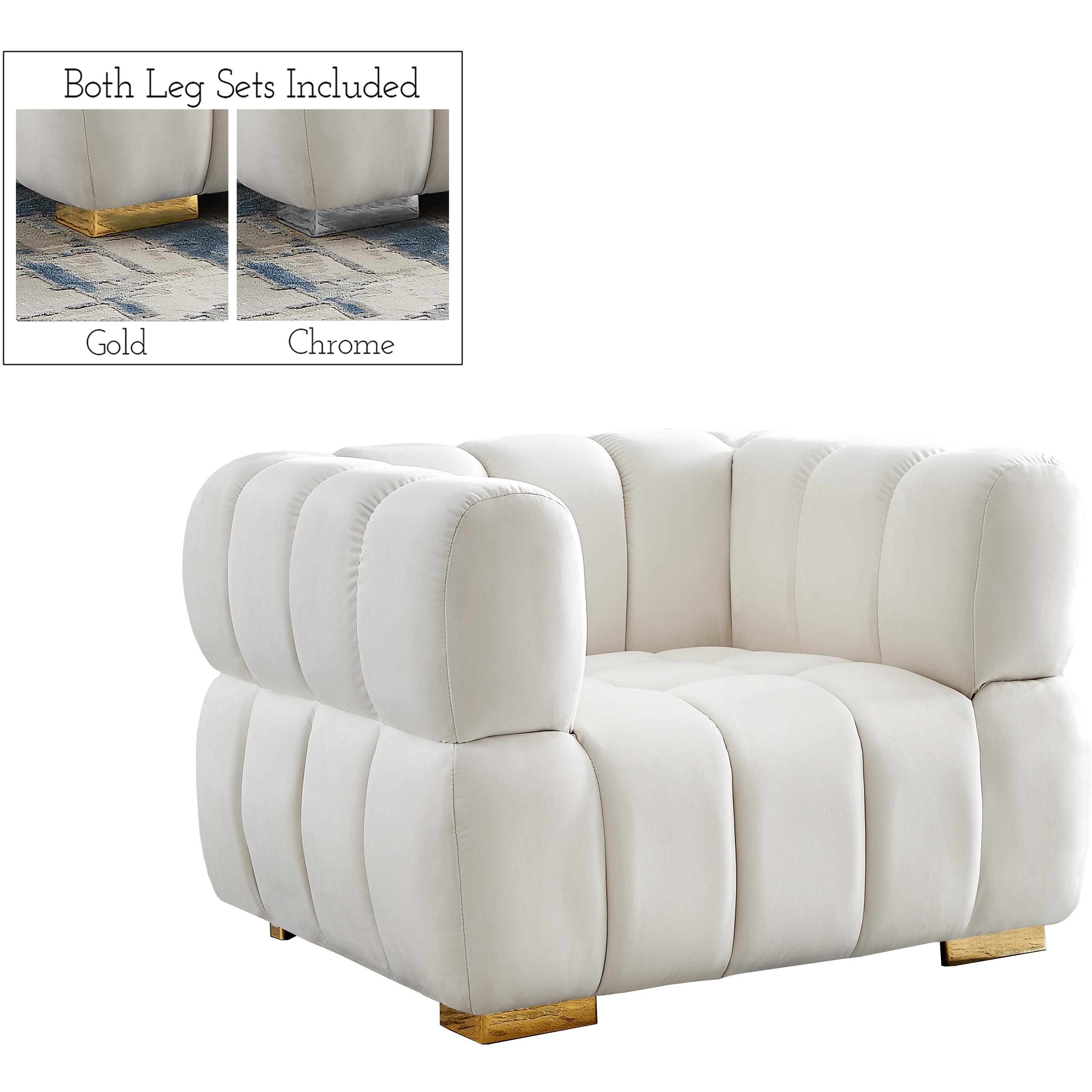 Meridian Gwen Cream Velvet Chair
