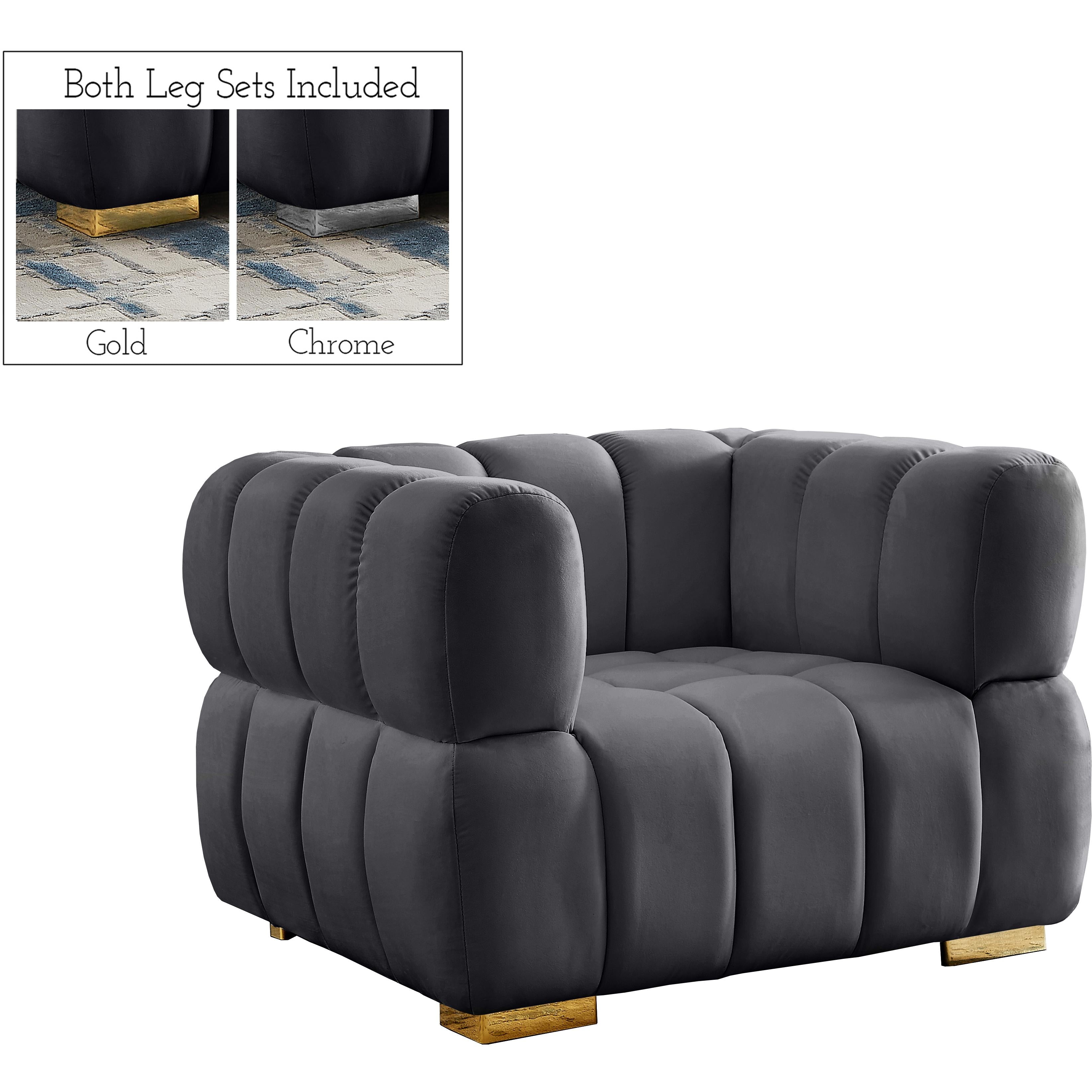 Meridian Gwen Grey Velvet Chair