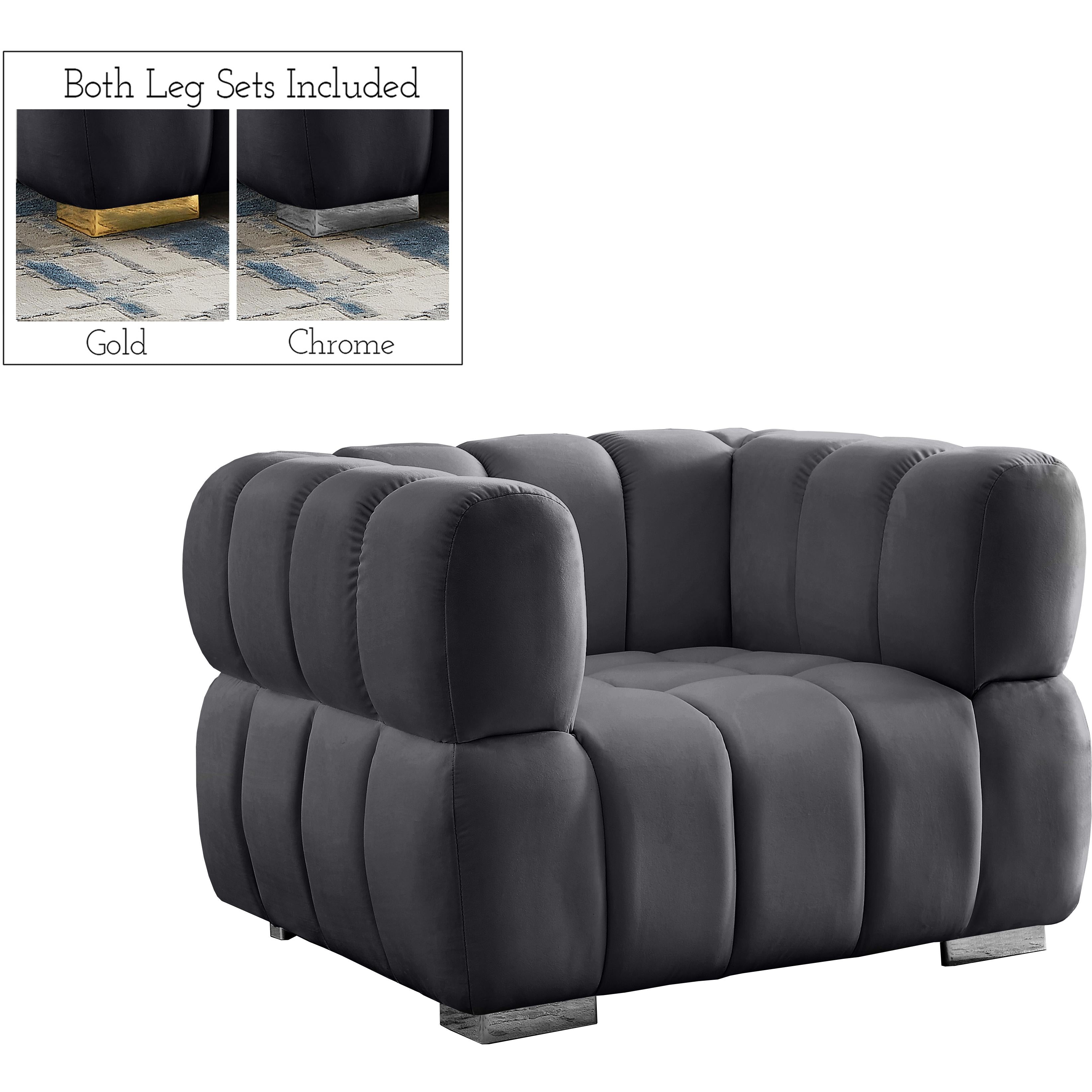 Meridian Gwen Grey Velvet Chair