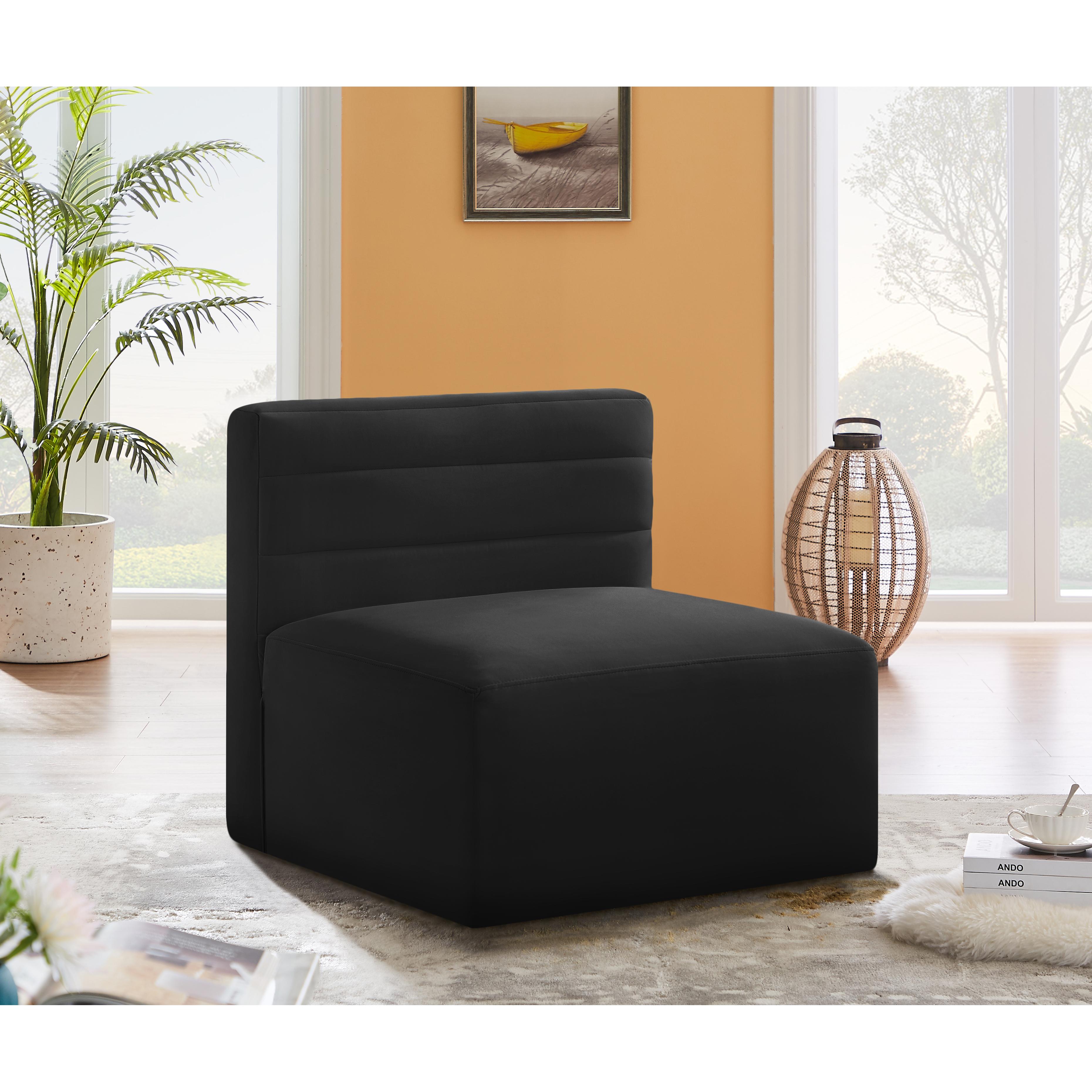 Meridian Quincy Black Velvet Modular Armless Chair