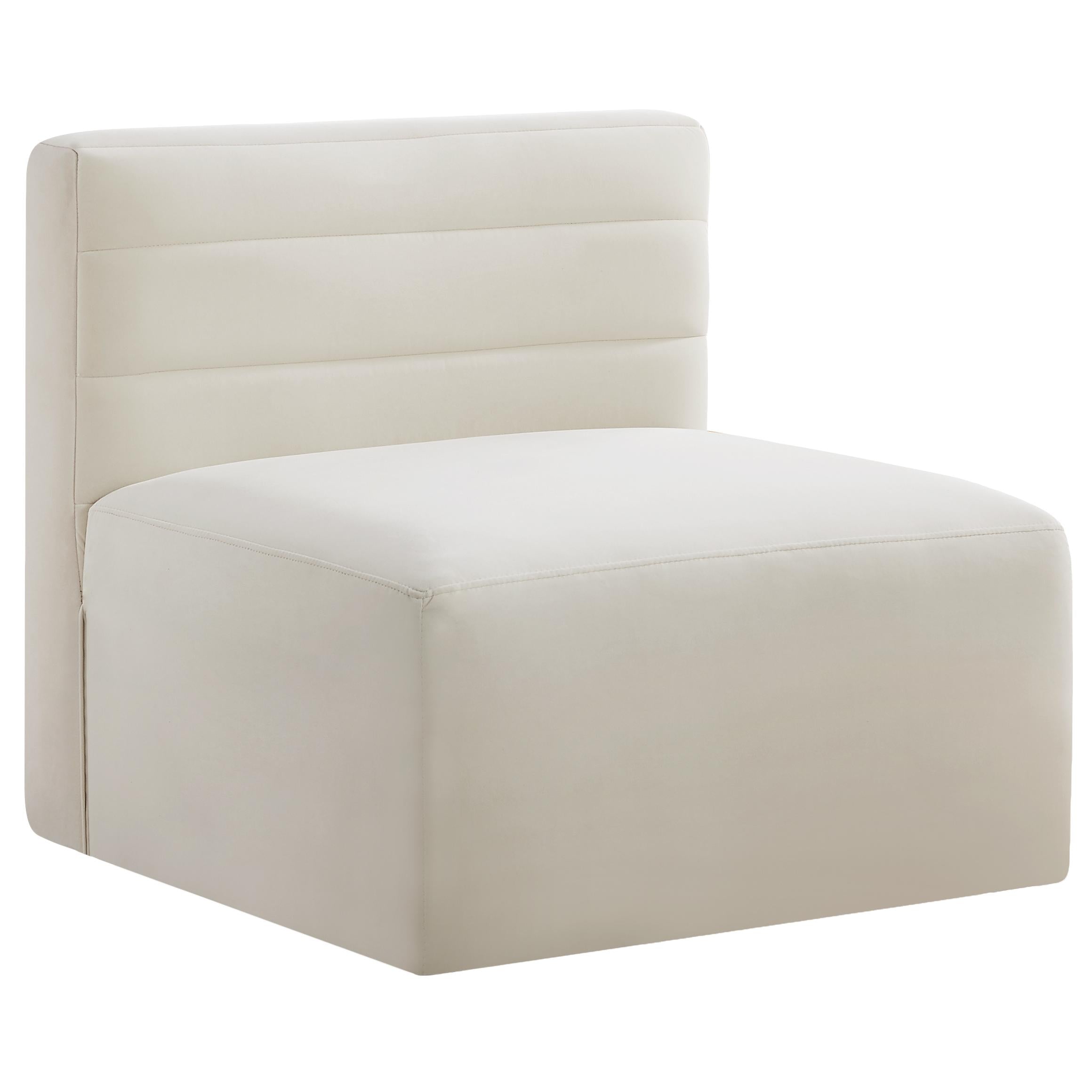 Meridian Quincy Cream Velvet Modular Armless Chair