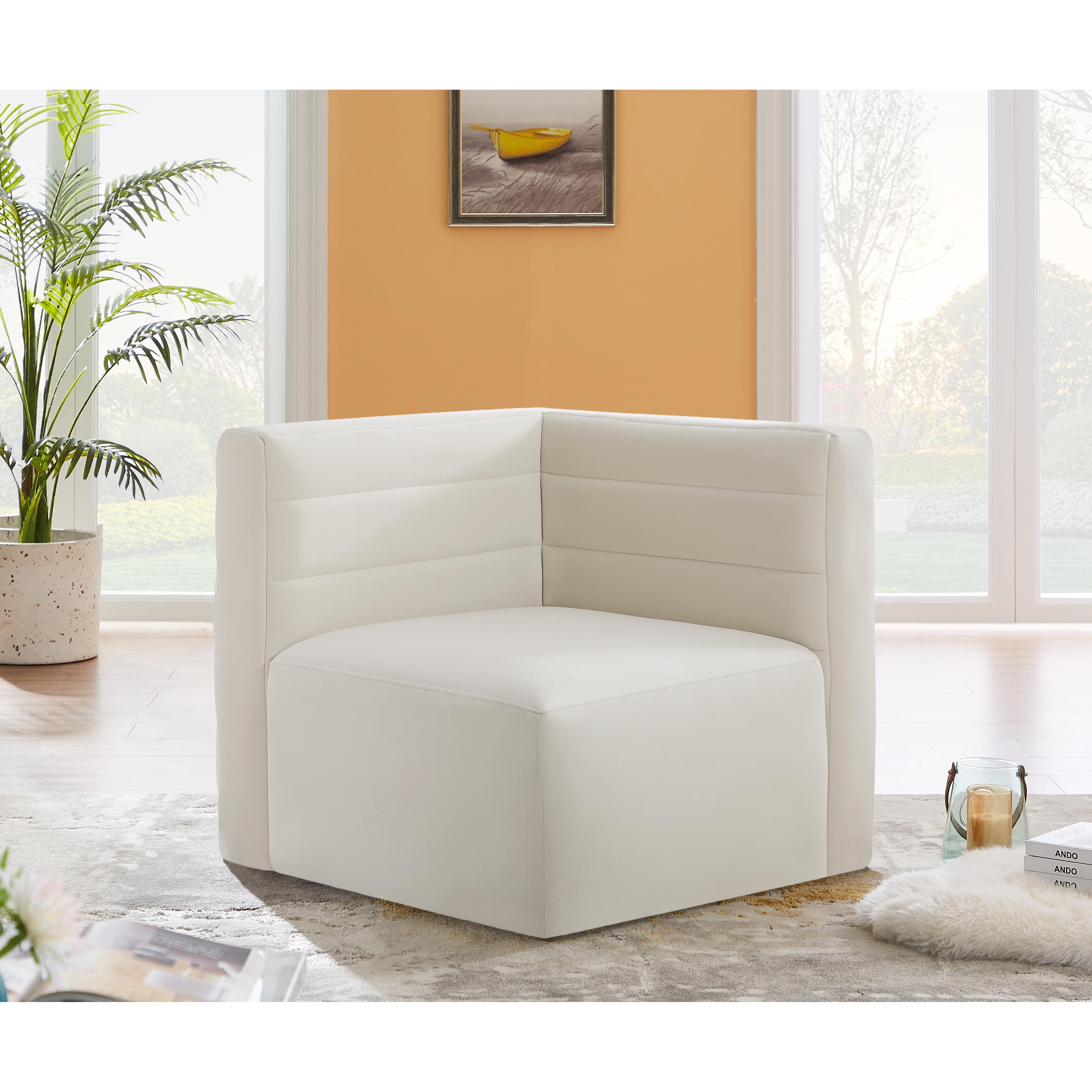 Meridian Quincy Cream Velvet Modular Corner Chair