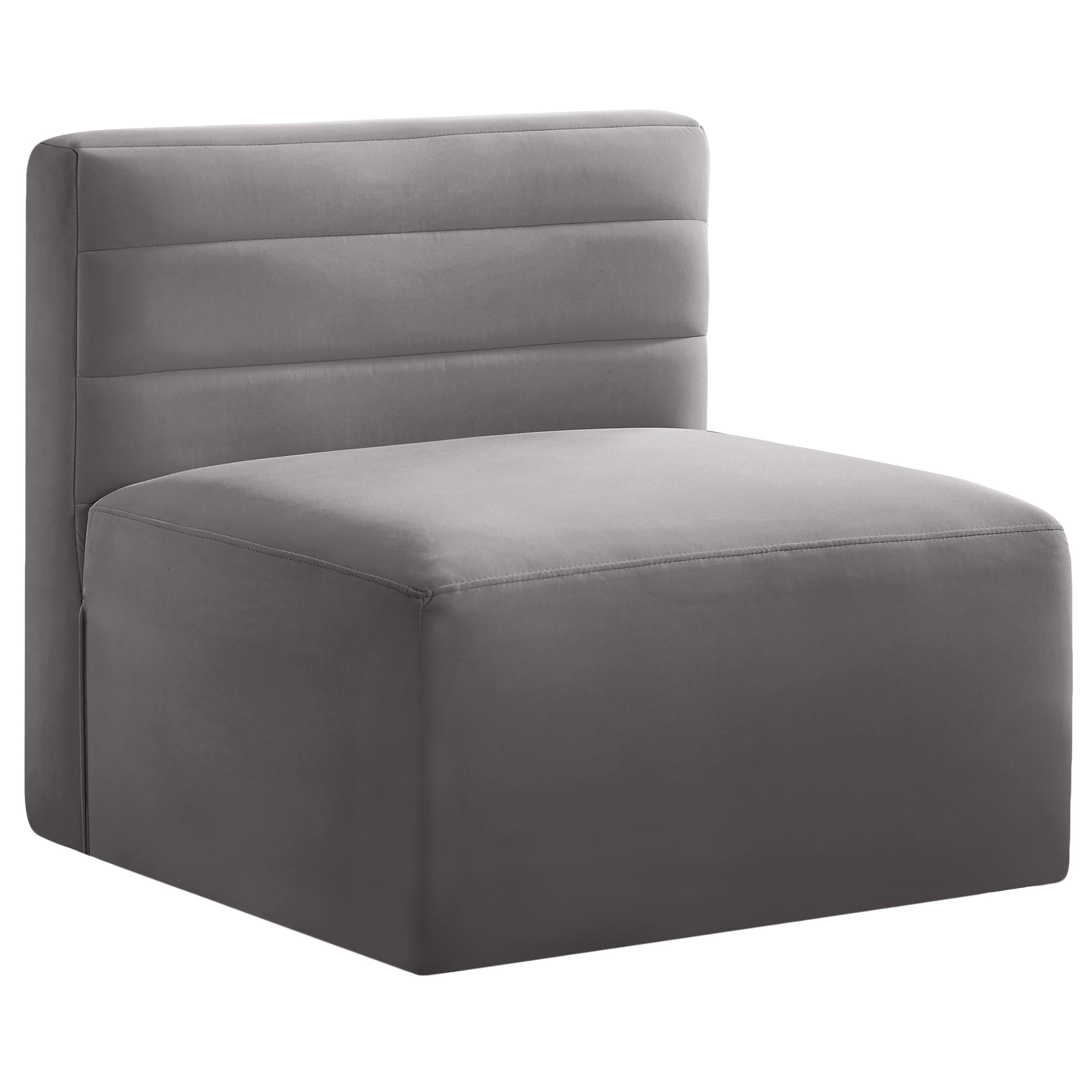 Meridian Quincy Grey Velvet Modular Armless Chair