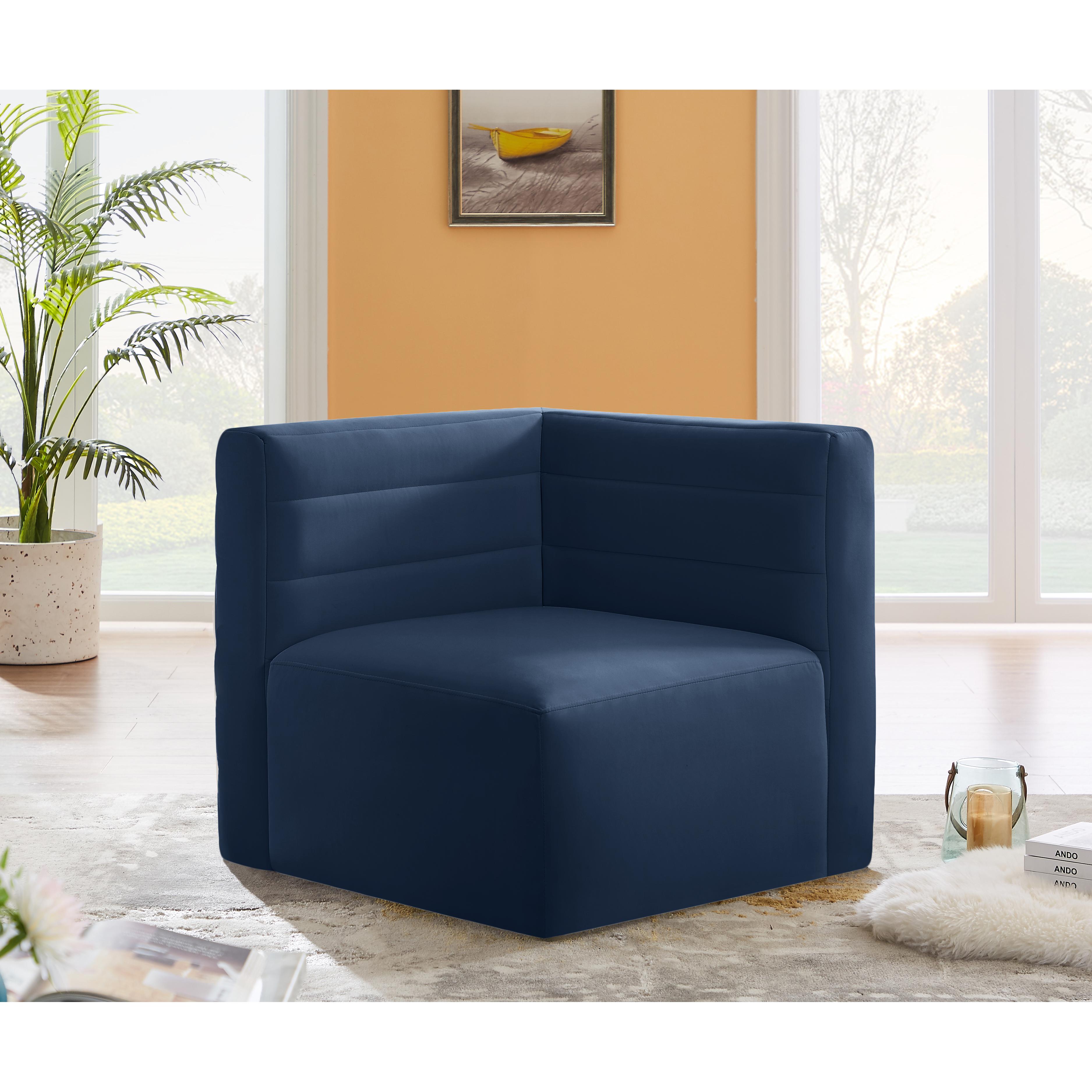 Meridian Quincy Navy Velvet Modular Corner Chair