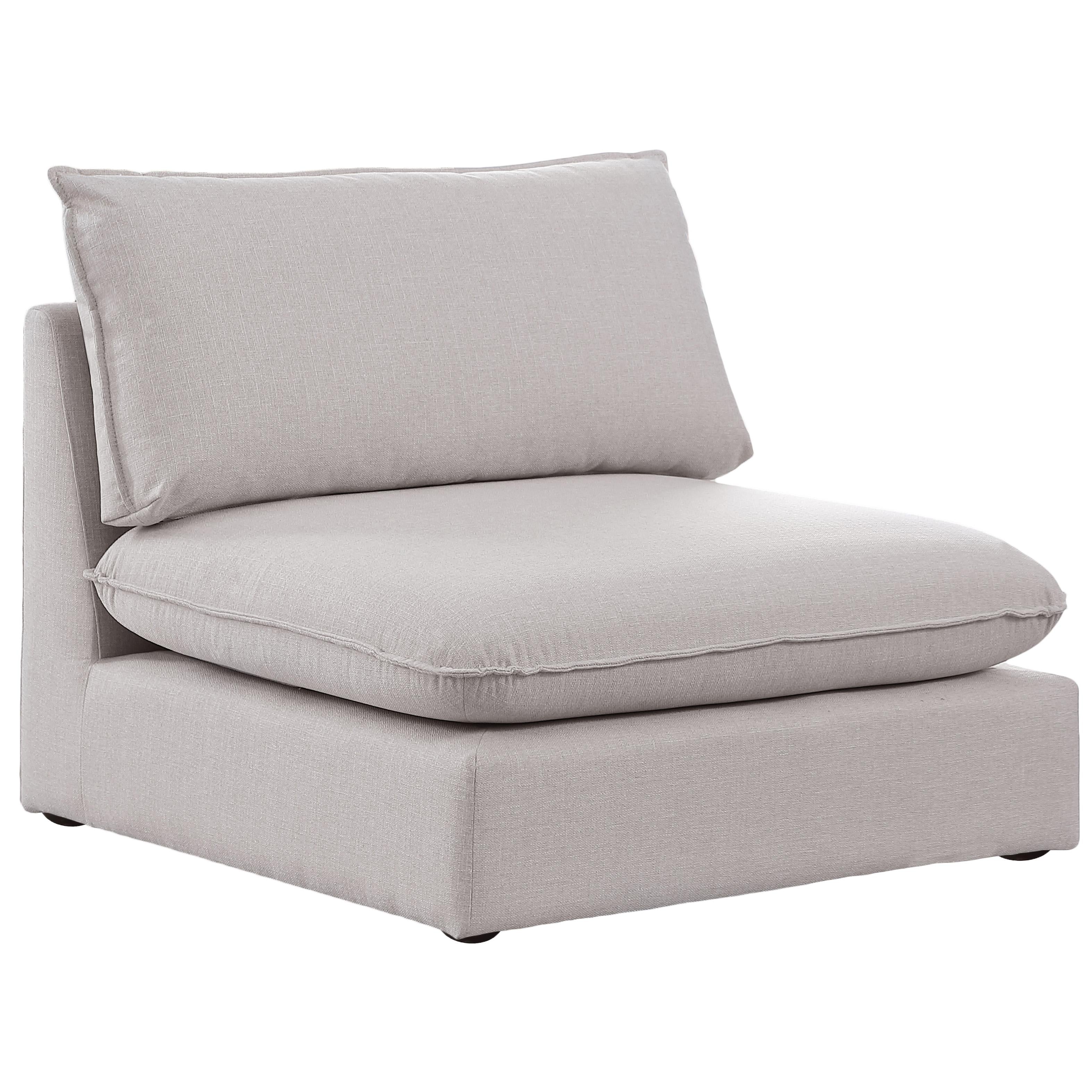 Meridian Mackenzie Beige Durable Linen Textured Armless Chair