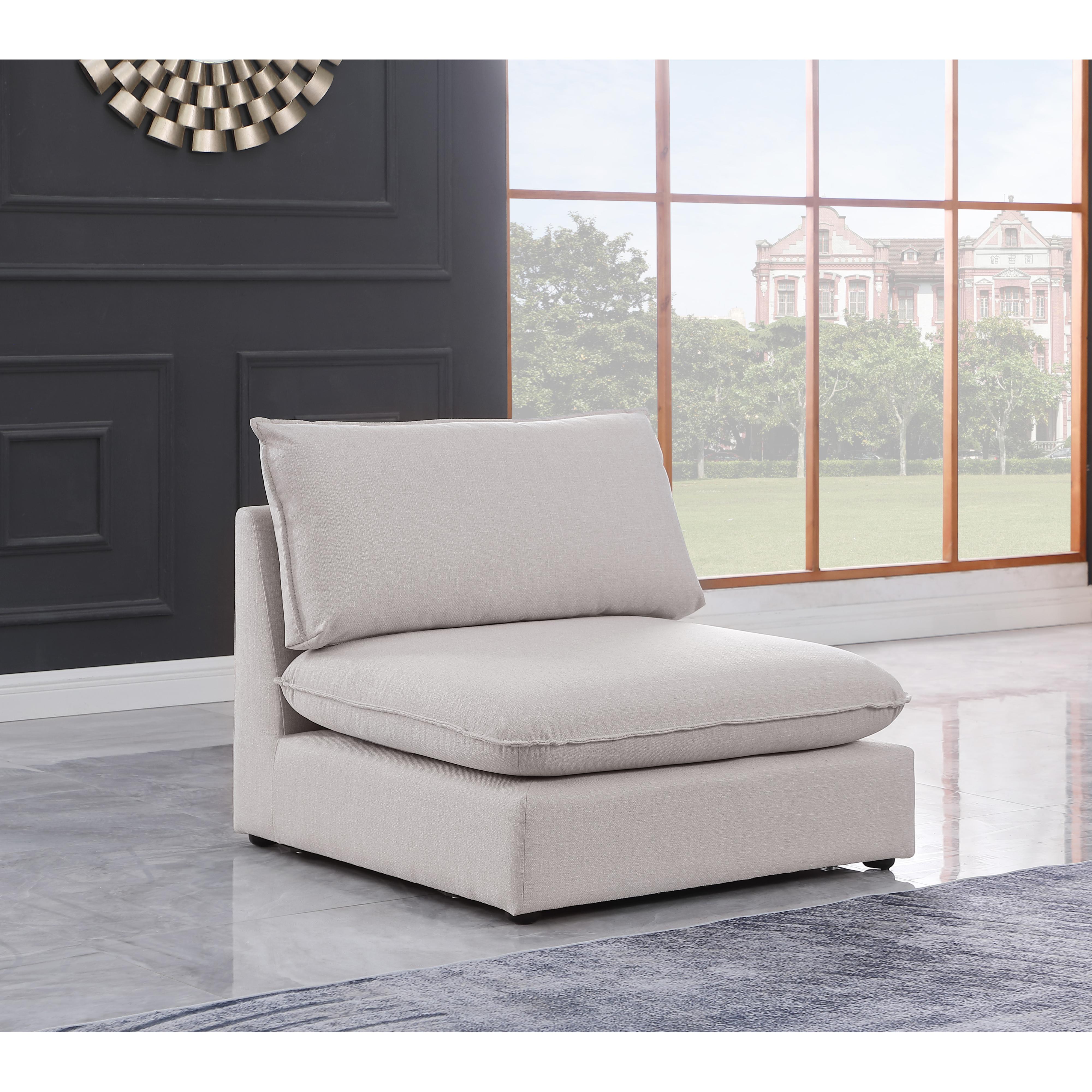 Meridian Mackenzie Beige Durable Linen Textured Armless Chair