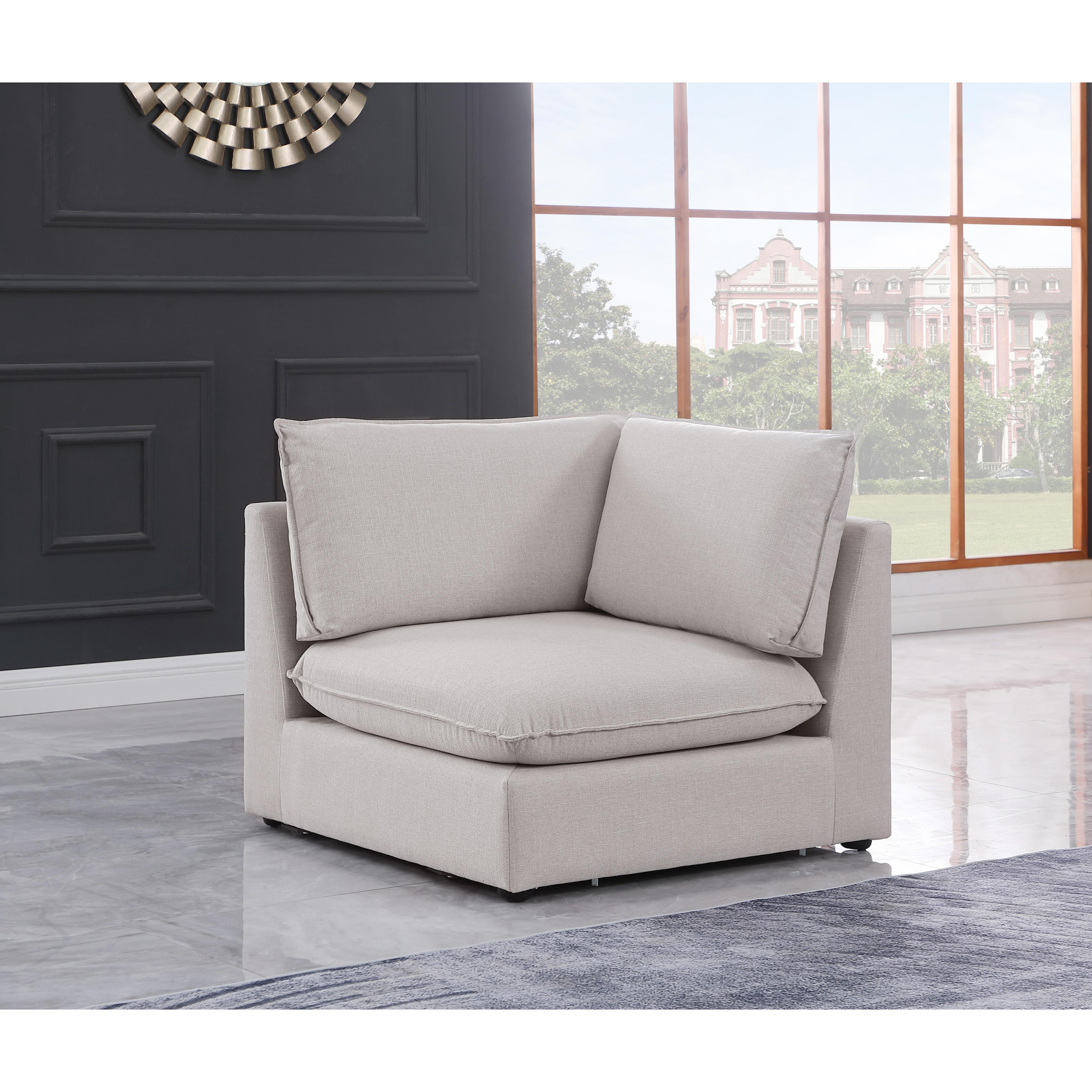 Meridian Mackenzie Beige Durable Linen Textured Corner Chair