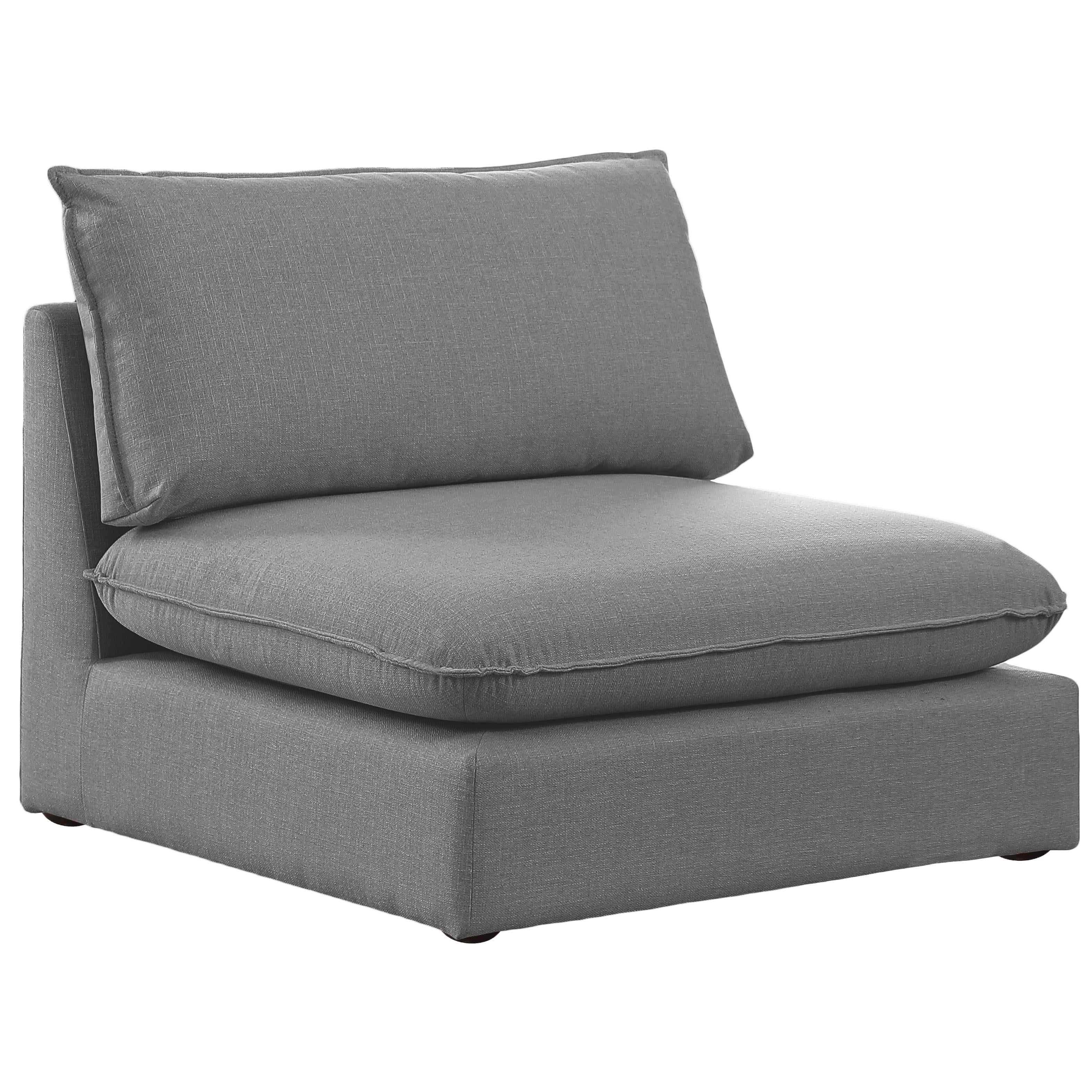 Meridian Mackenzie Grey Durable Linen Textured Armless Chair
