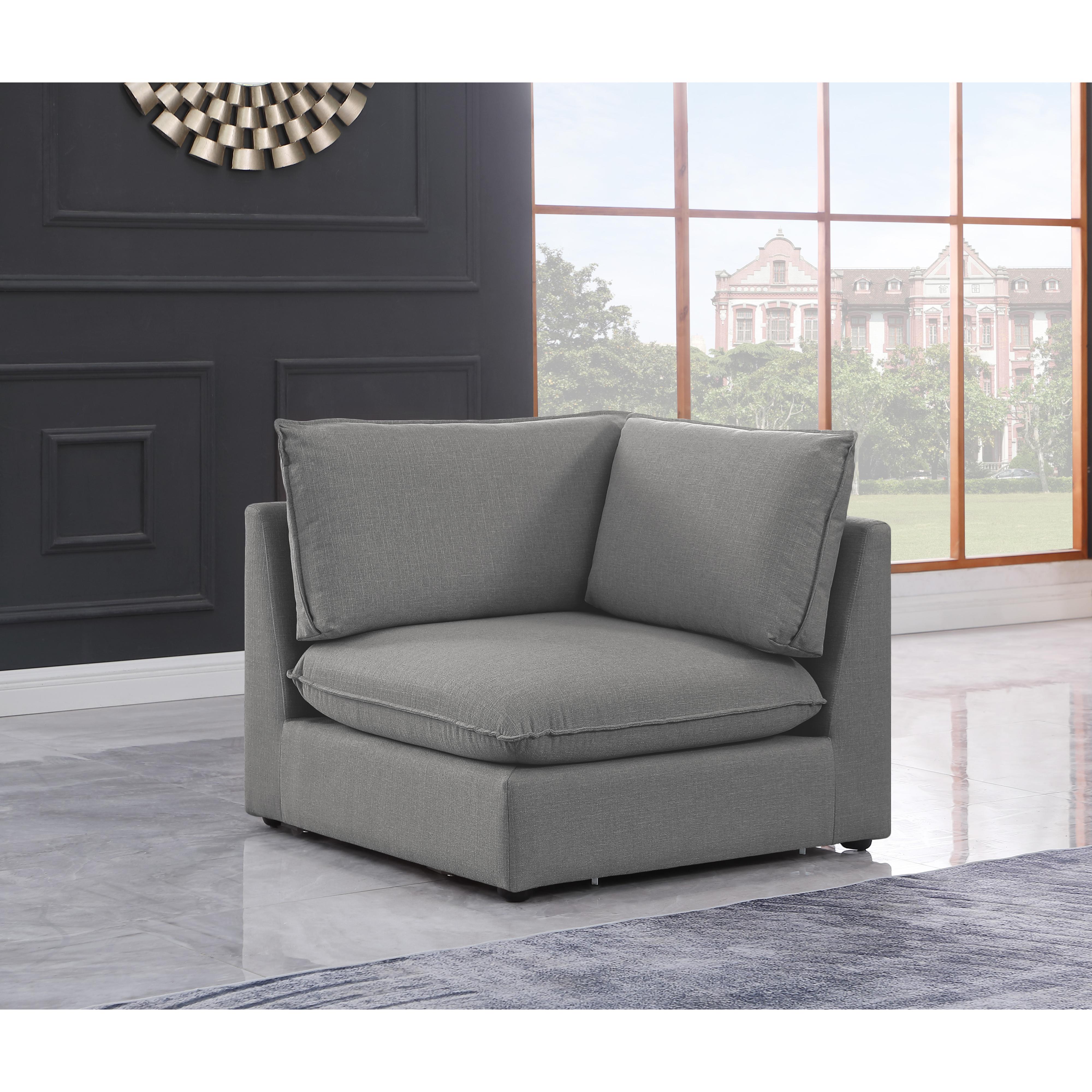 Meridian Mackenzie Grey Durable Linen Textured Corner Chair