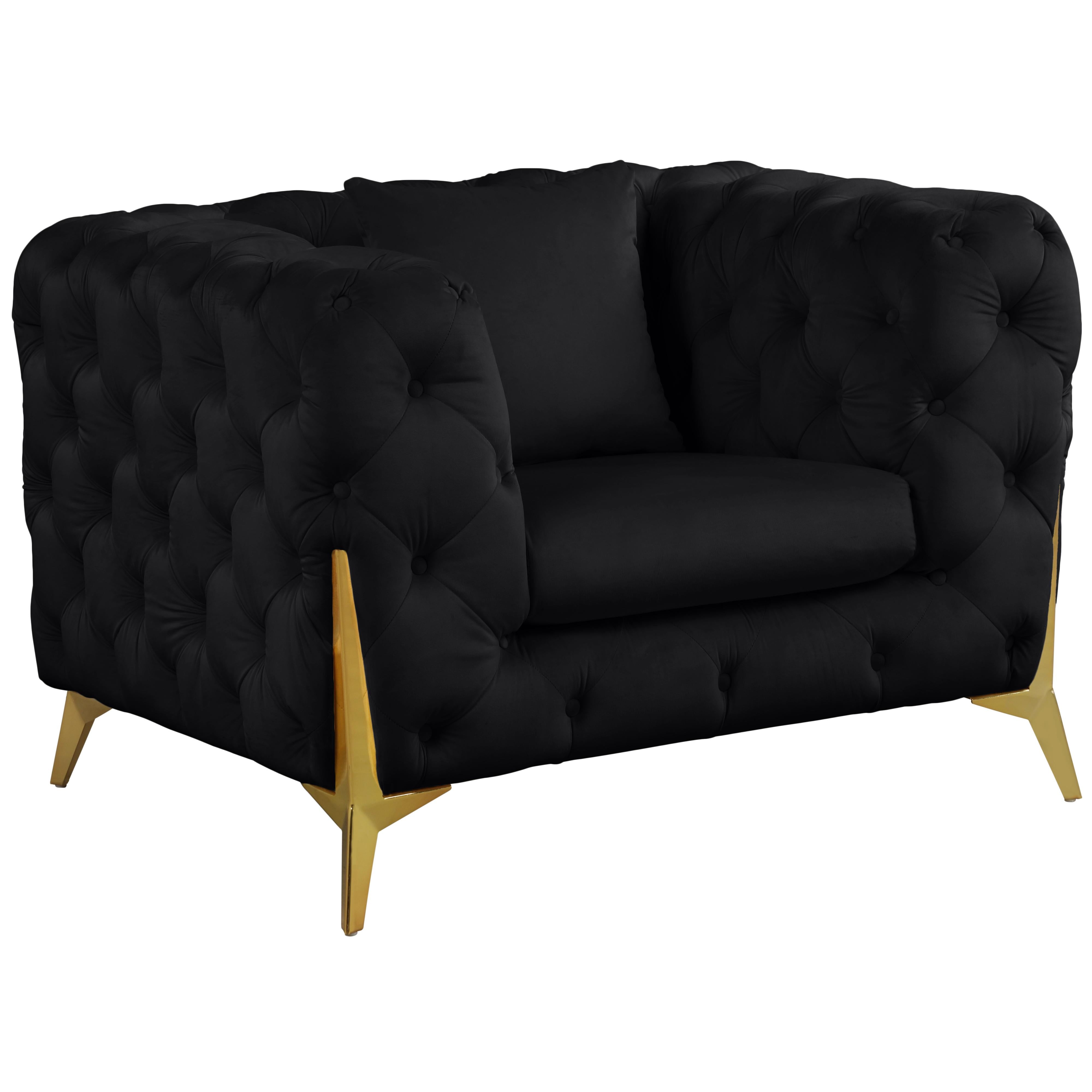 Meridian Kingdom Black Velvet Chair