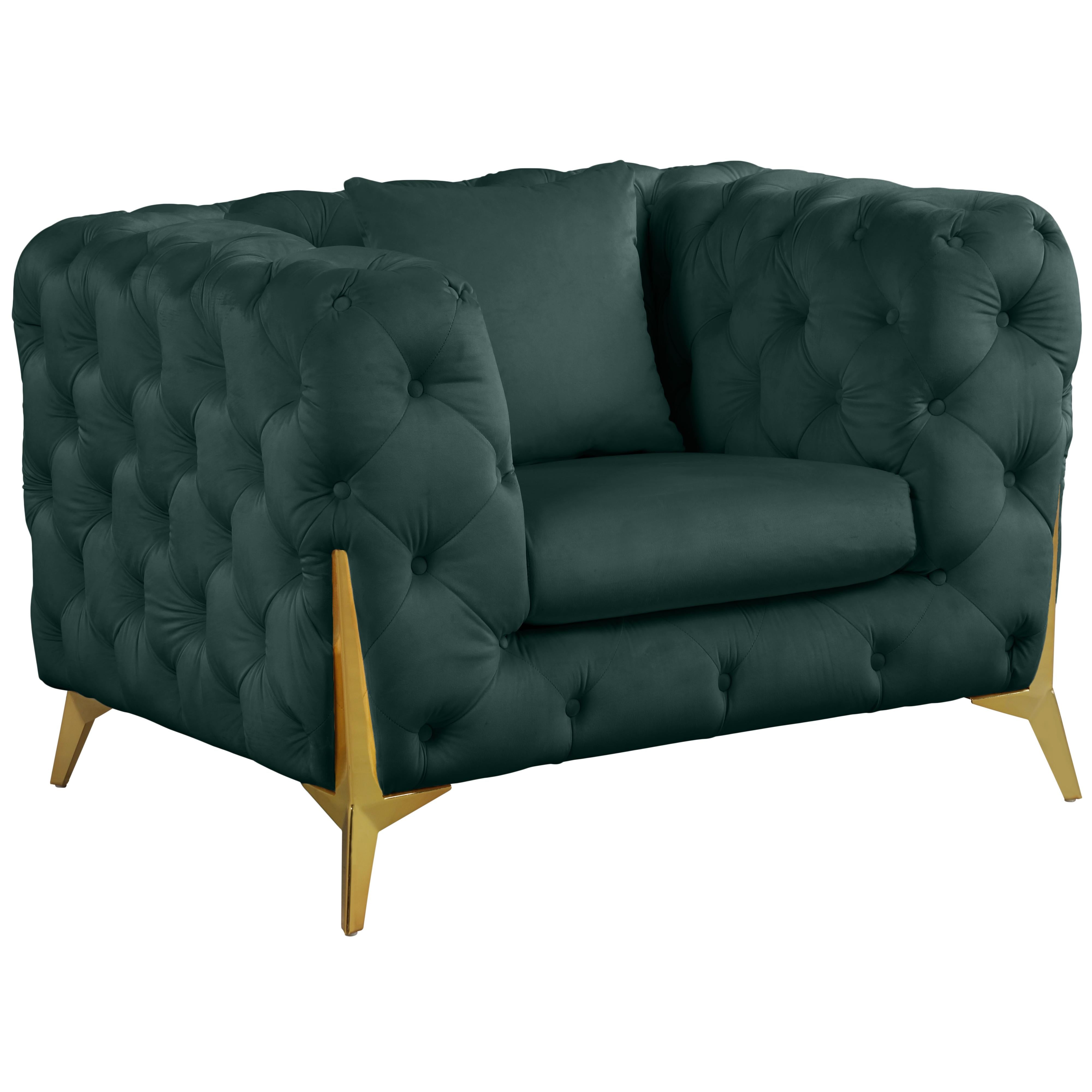 Meridian Kingdom Green Velvet Chair