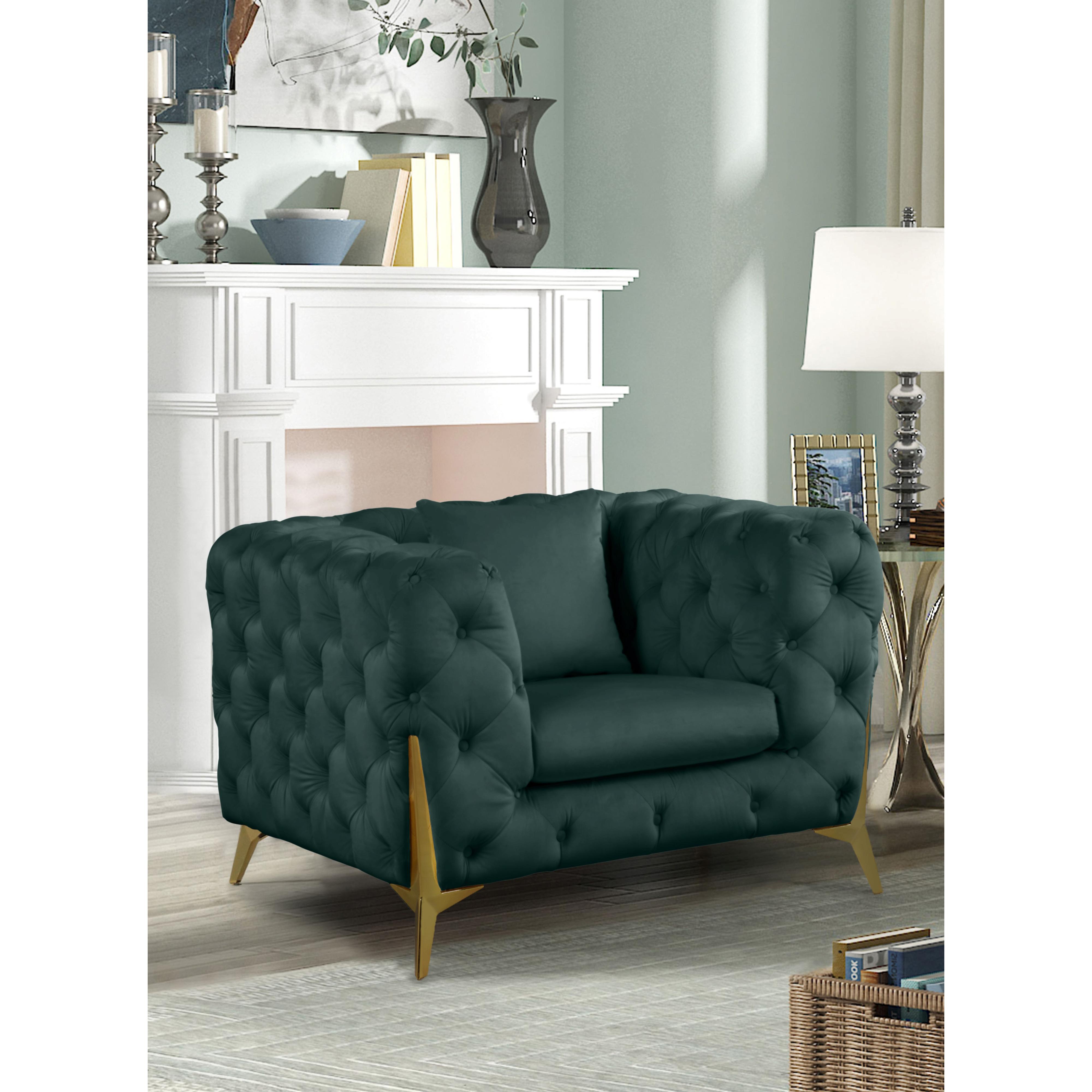 Meridian Kingdom Green Velvet Chair