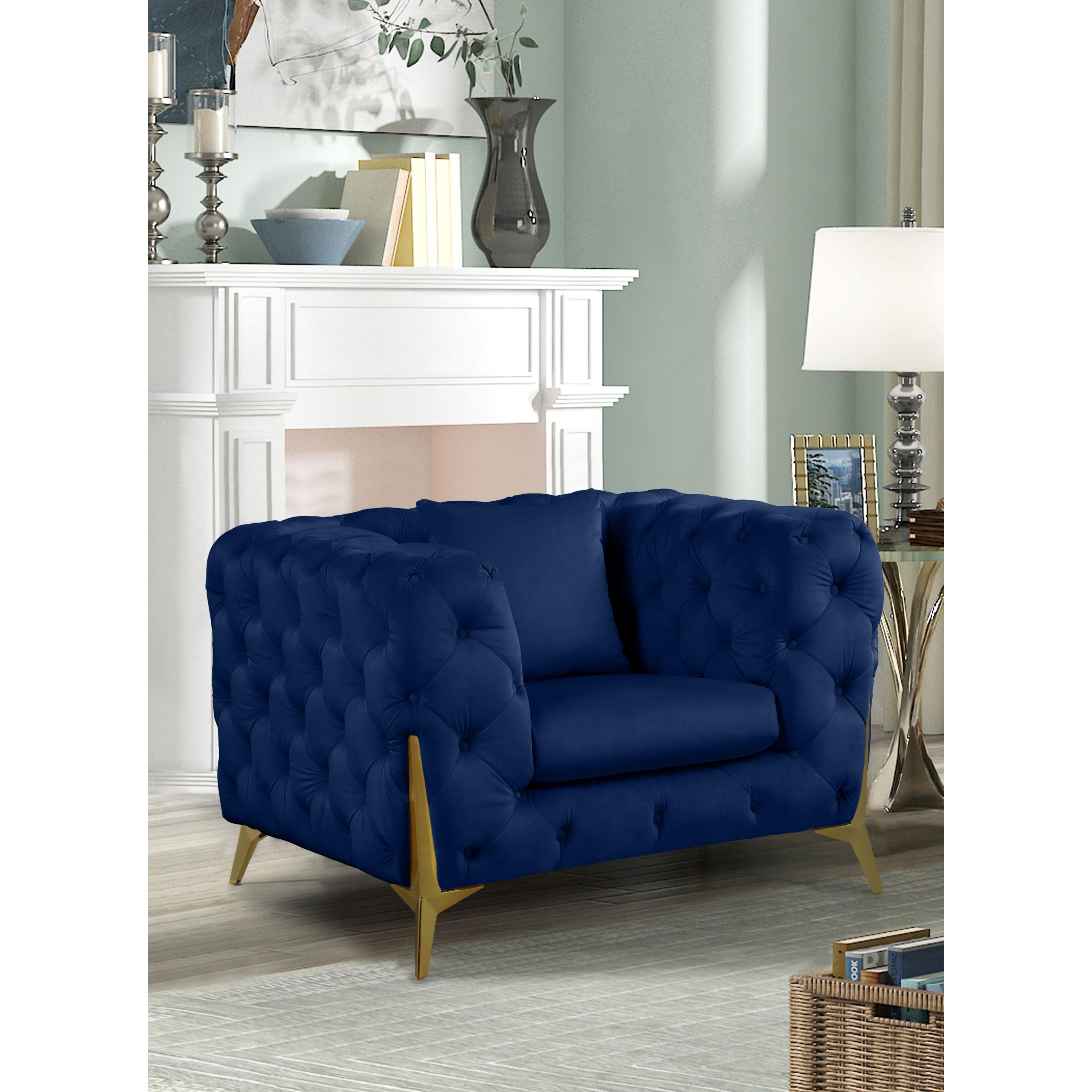Meridian Kingdom Navy Velvet Chair