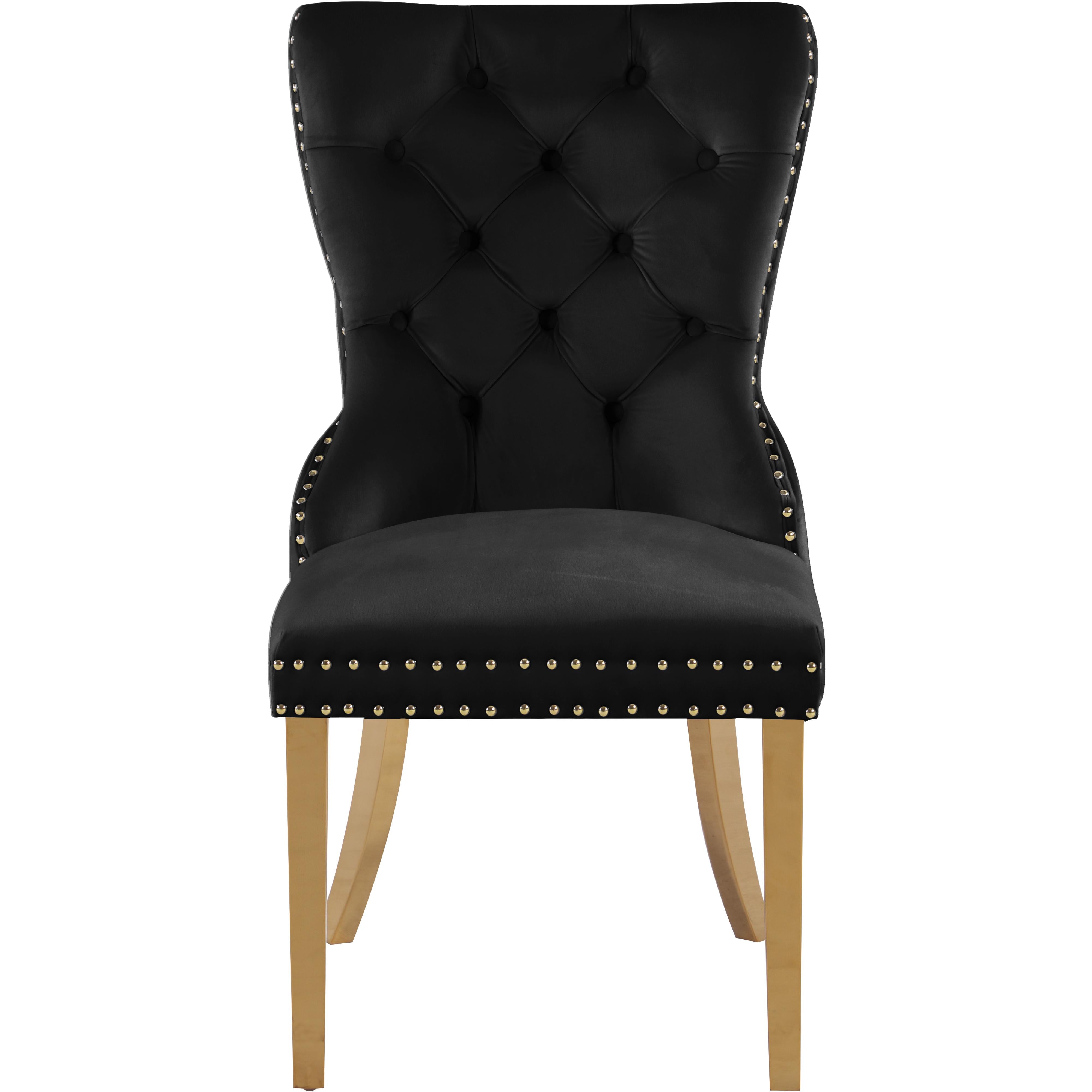Meridian Carmen Black Velvet Dining Chairs