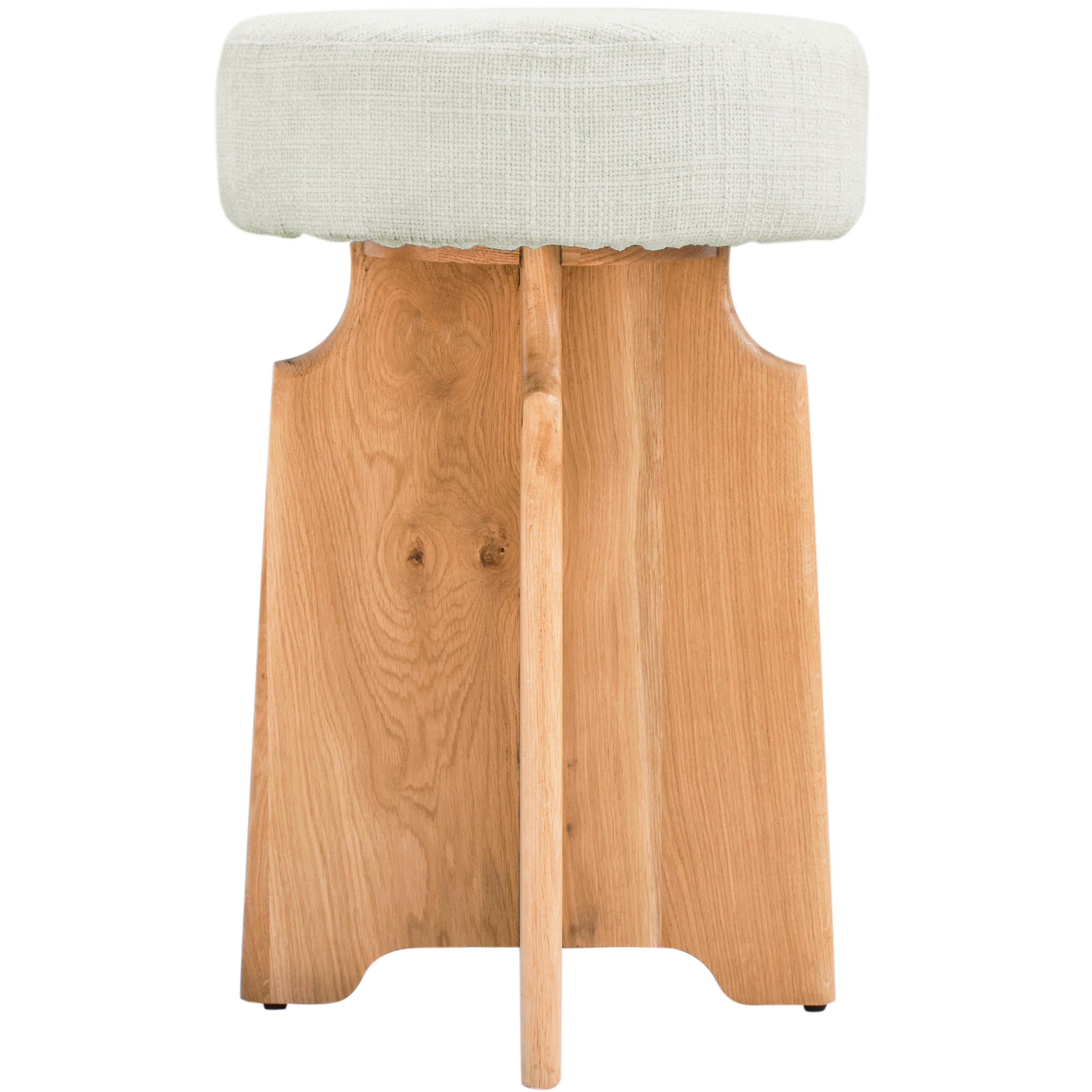 Meridian Jasper Cream Boucle Fabric Stool