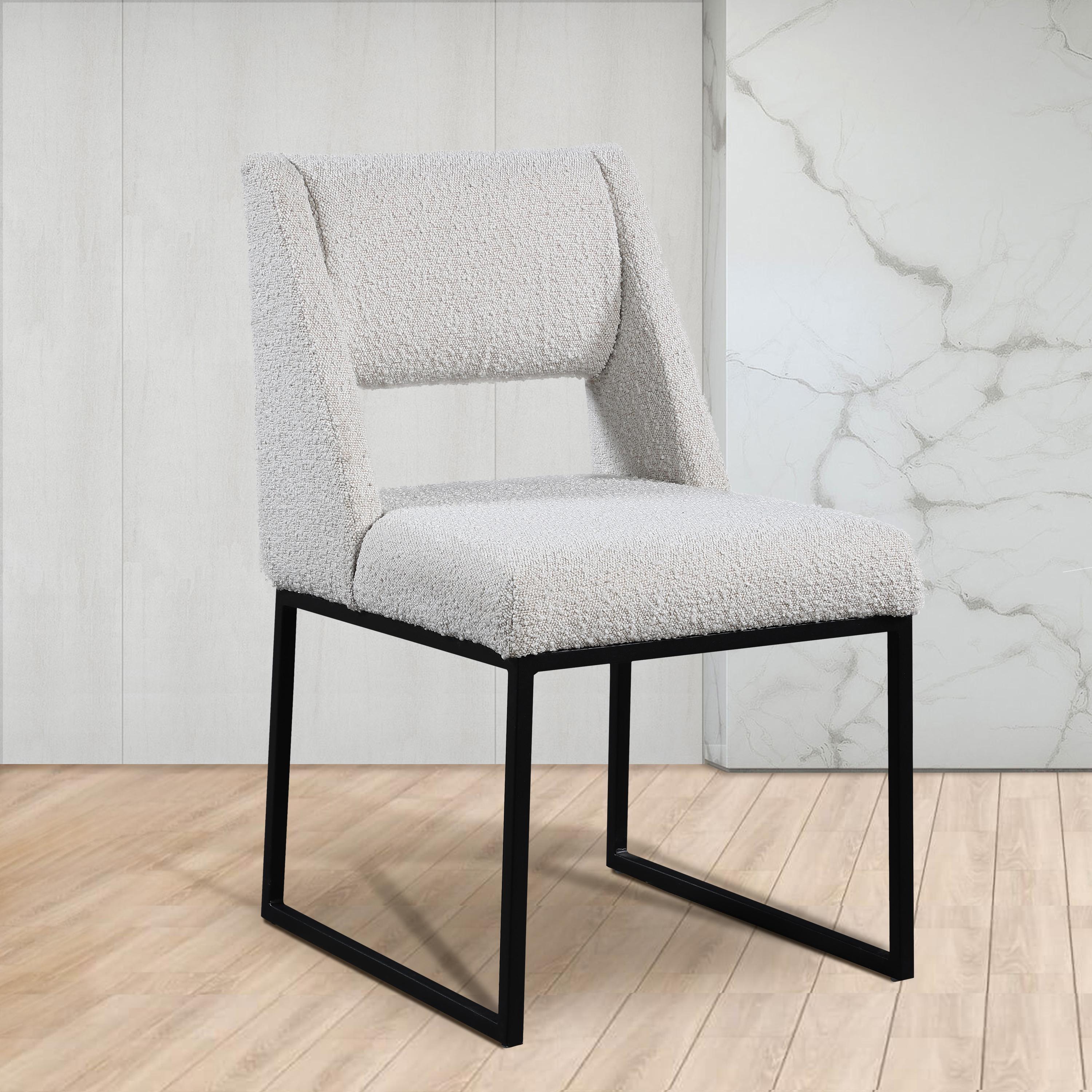 Meridian Jayce Cream Boucle Fabric Dining Chair