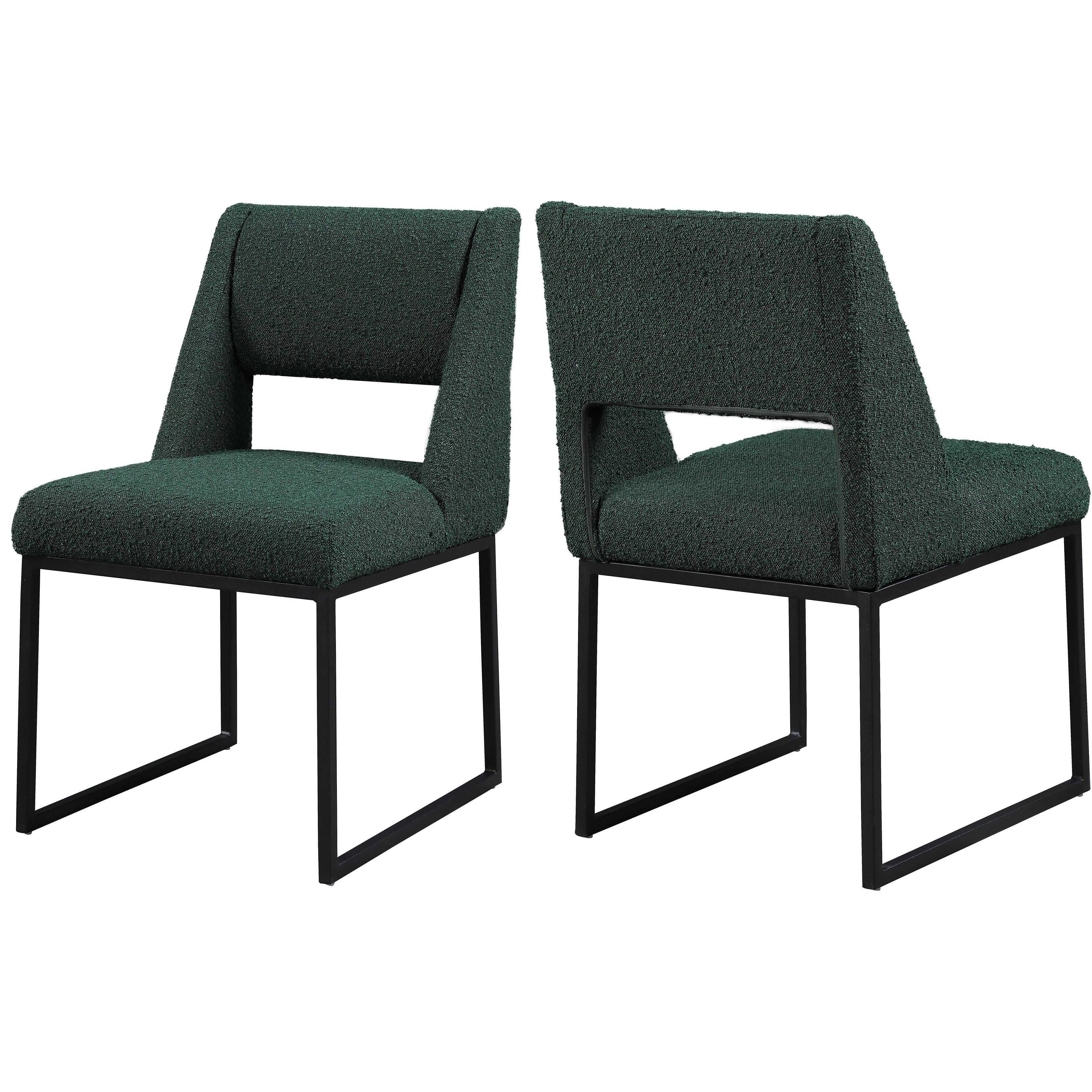 Meridian Jayce Green Boucle Fabric Dining Chair