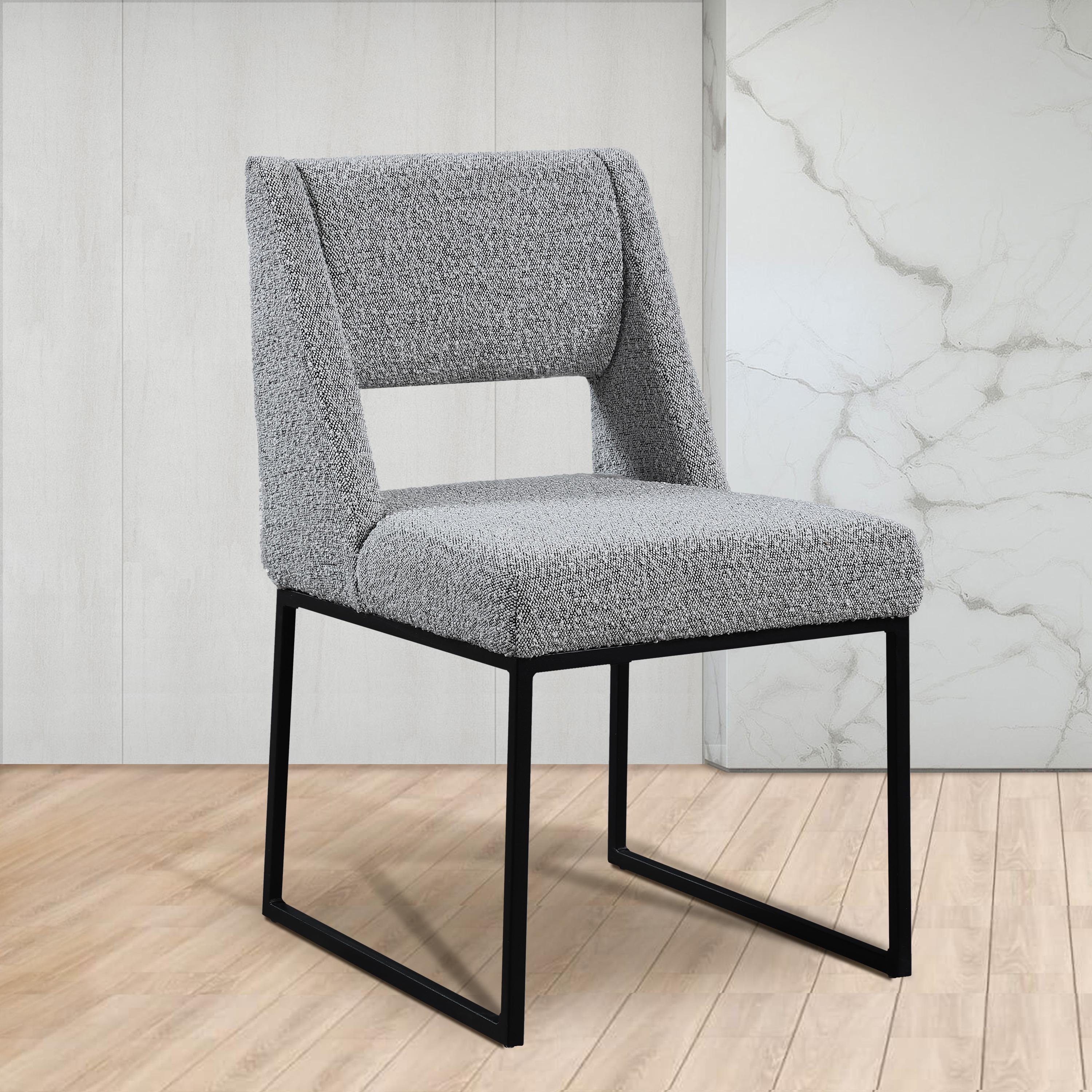Meridian Jayce Grey Boucle Fabric Dining Chair