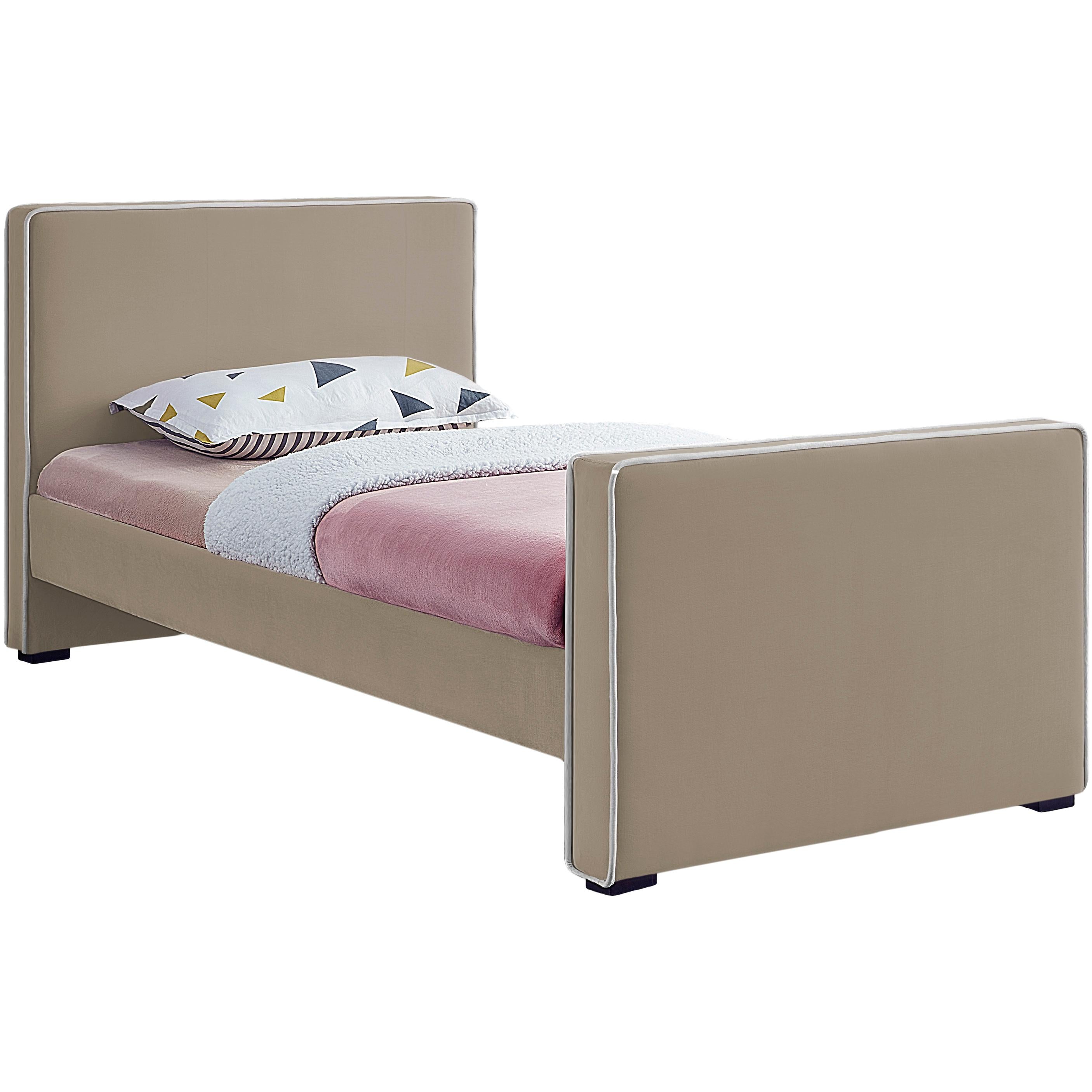 Meridian Dillard Beige Velvet Twin Bed