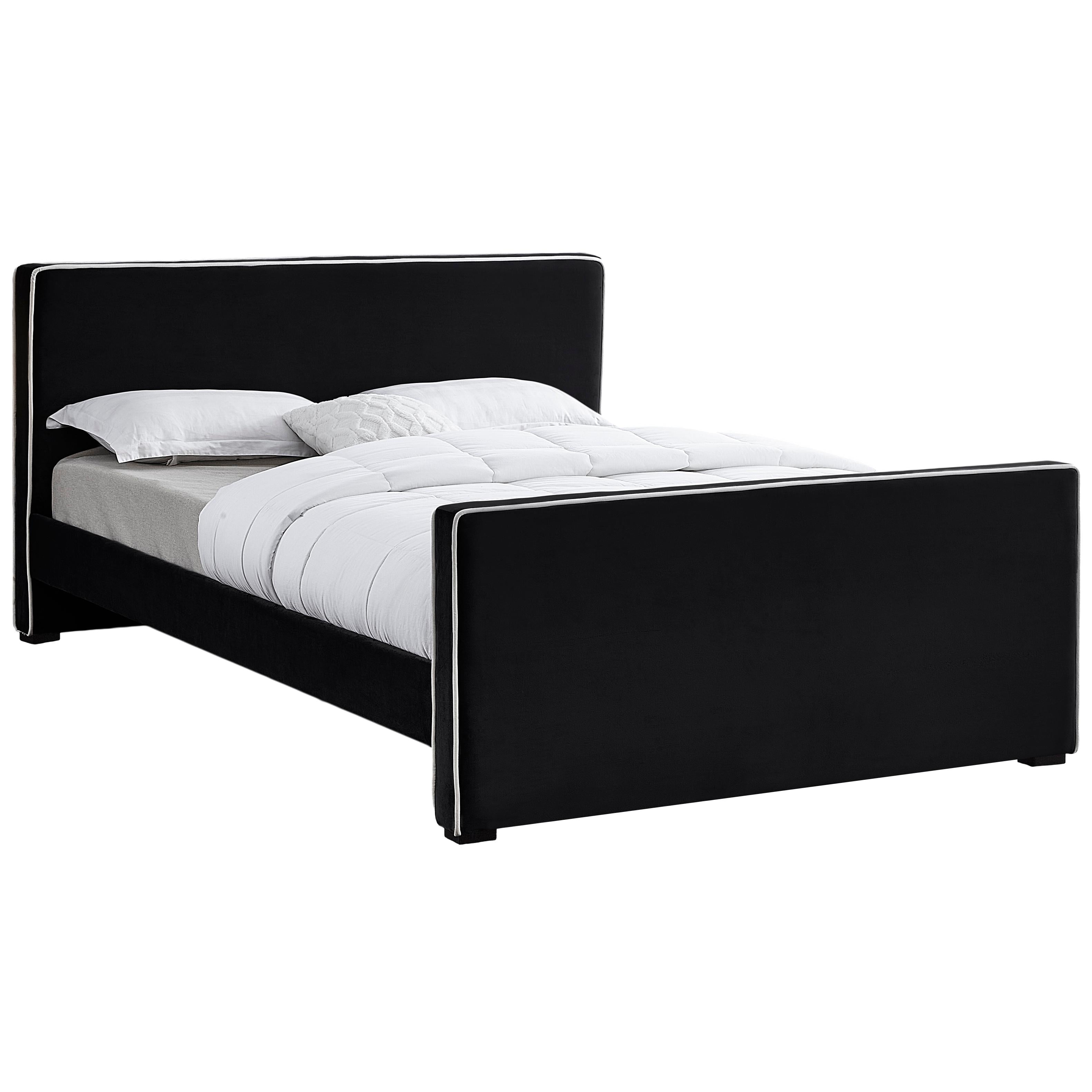 Meridian Dillard Black Velvet Queen Bed