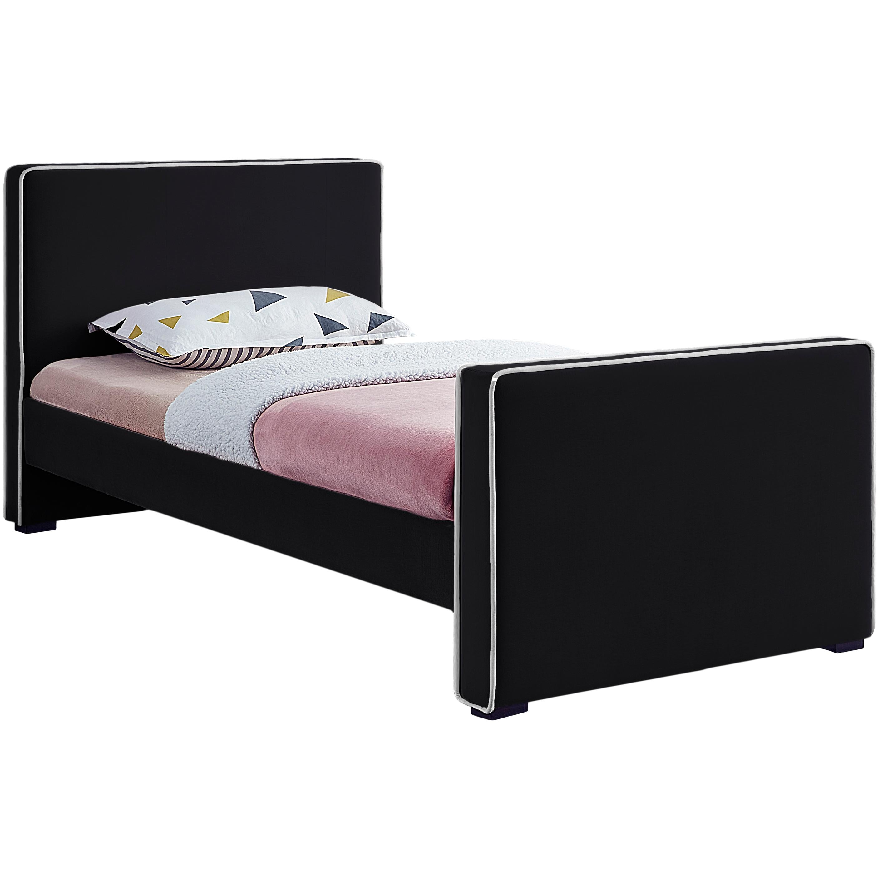 Meridian Dillard Black Velvet Twin Bed