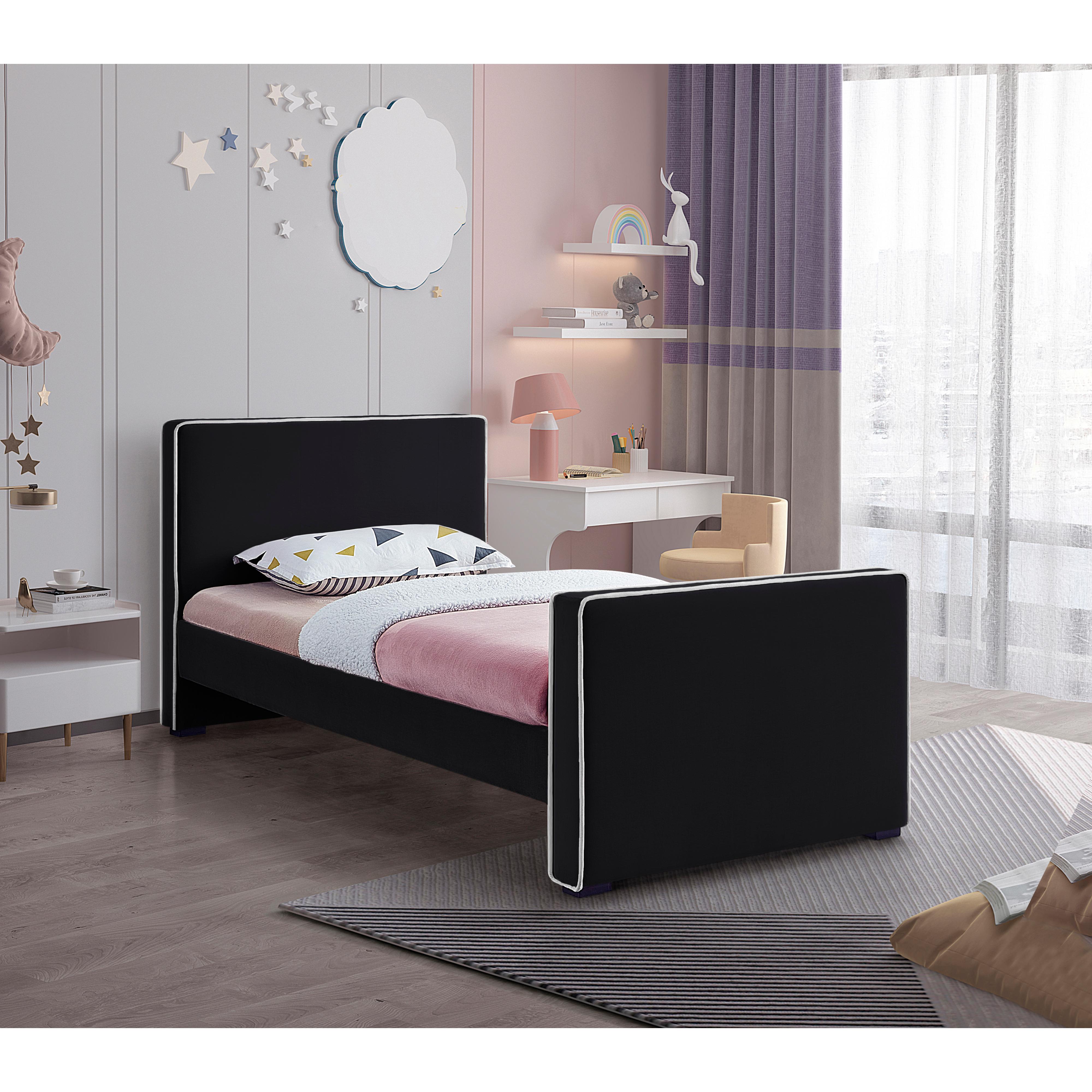 Meridian Dillard Black Velvet Twin Bed