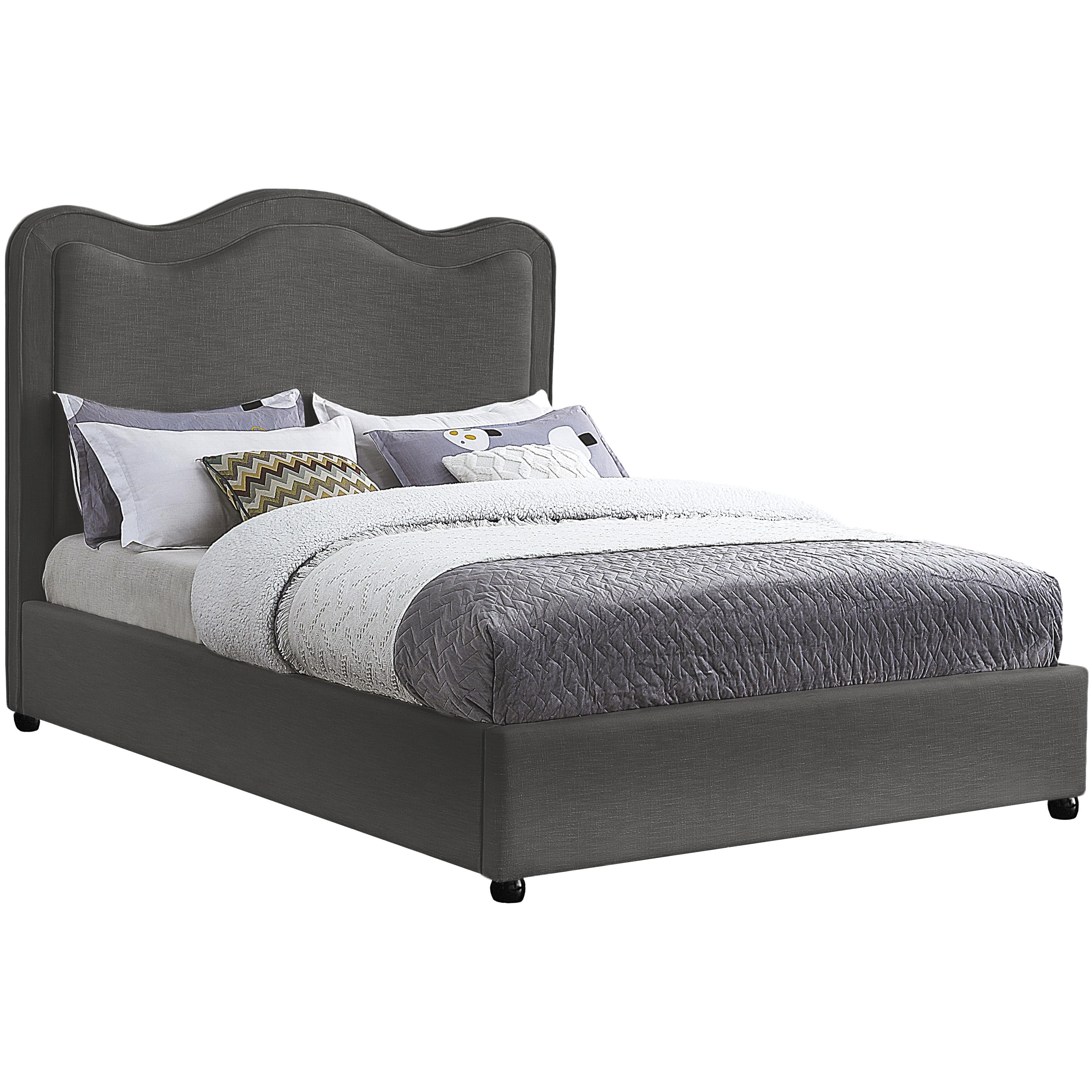 Meridian Felix Grey Linen Textured Fabric King Bed