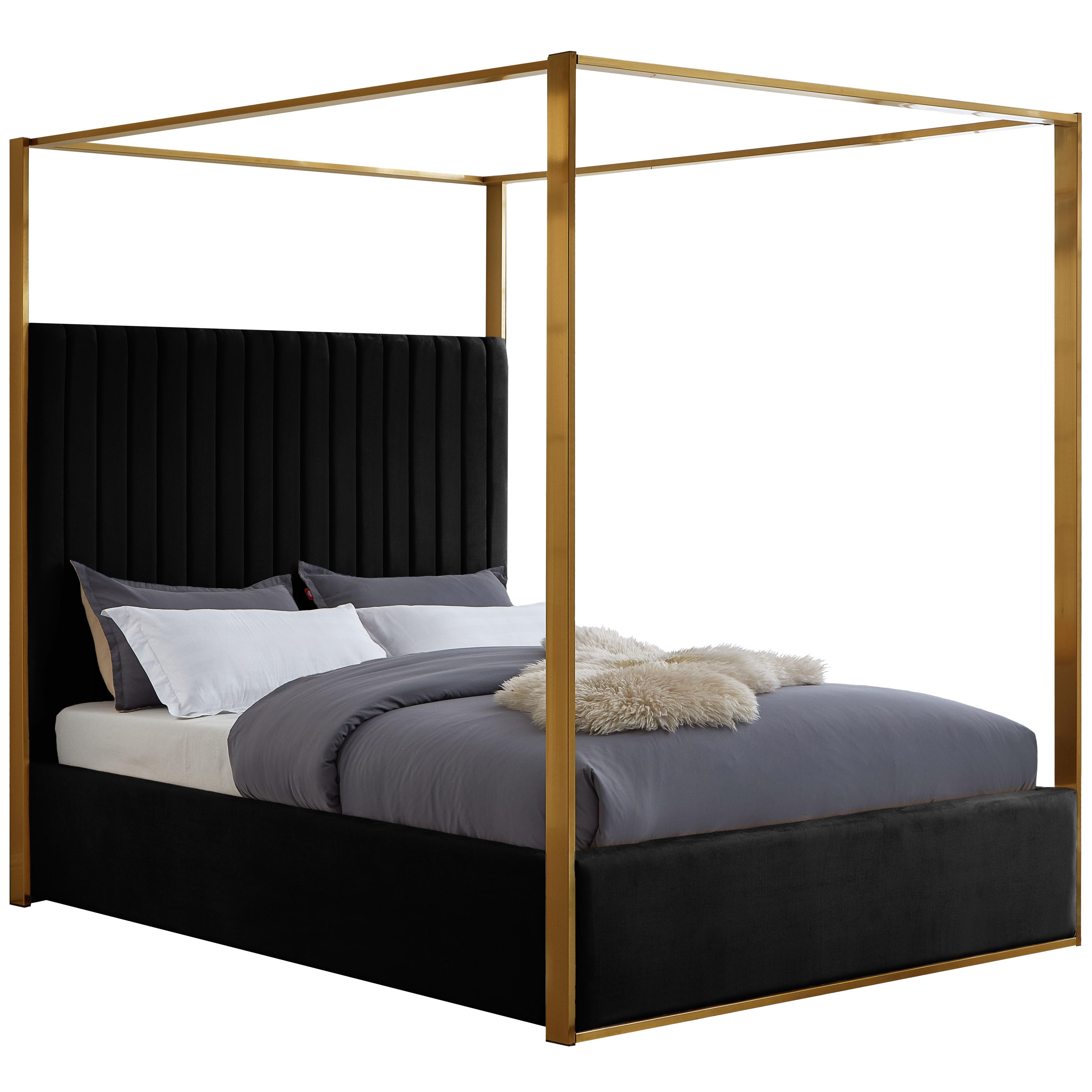Meridian Jones Black Velvet Queen Bed