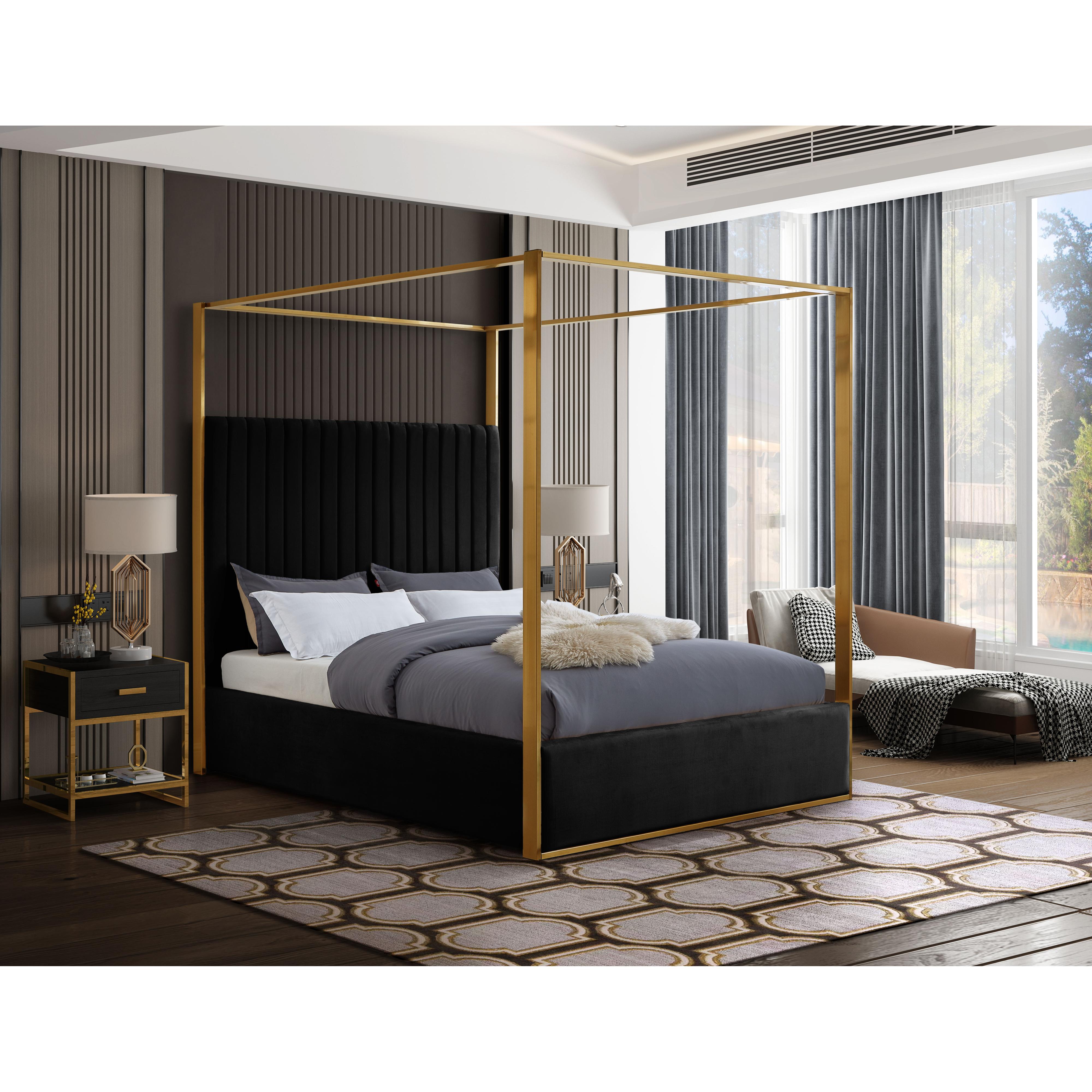 Meridian Jones Black Velvet Queen Bed