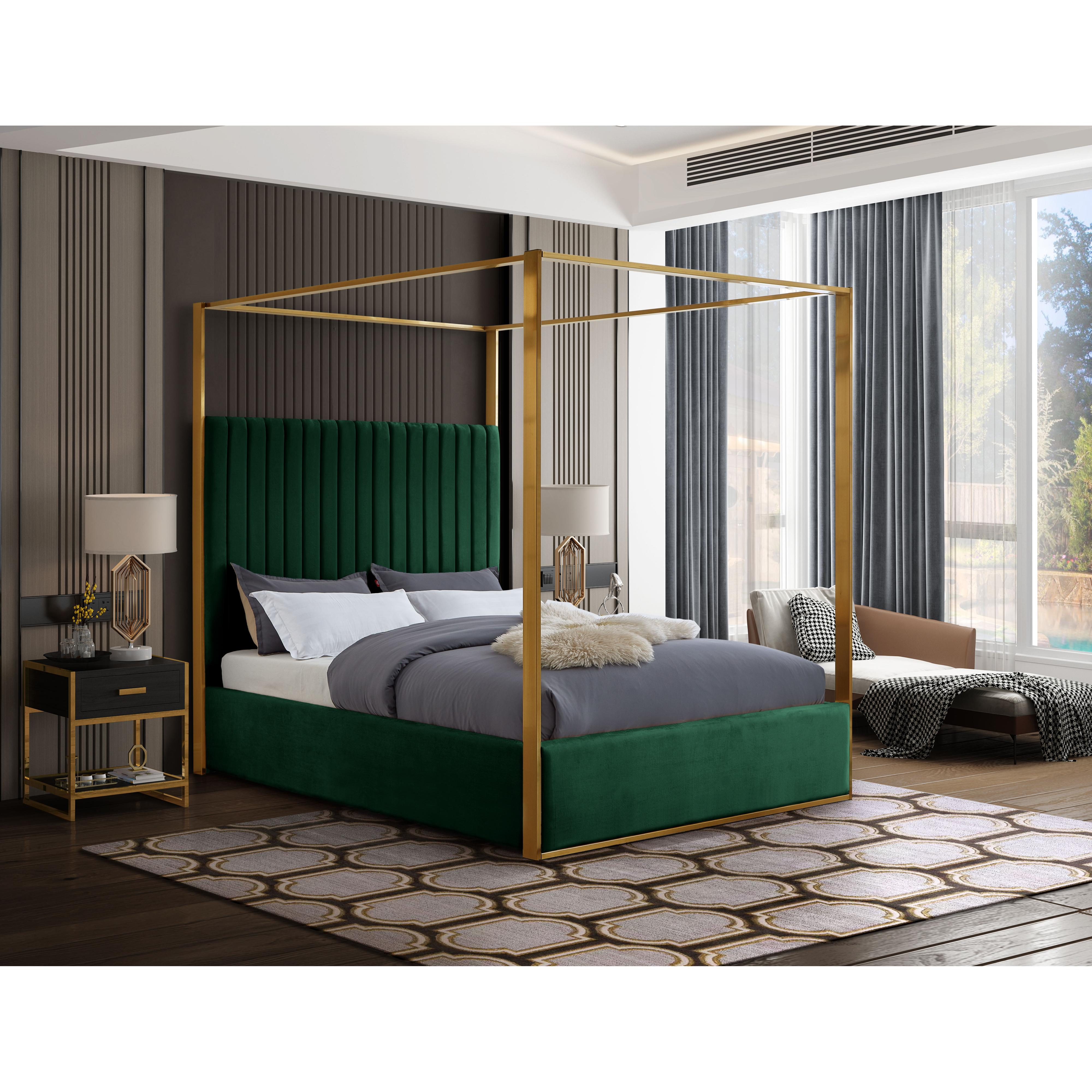 Meridian Jones Green Velvet Queen Bed