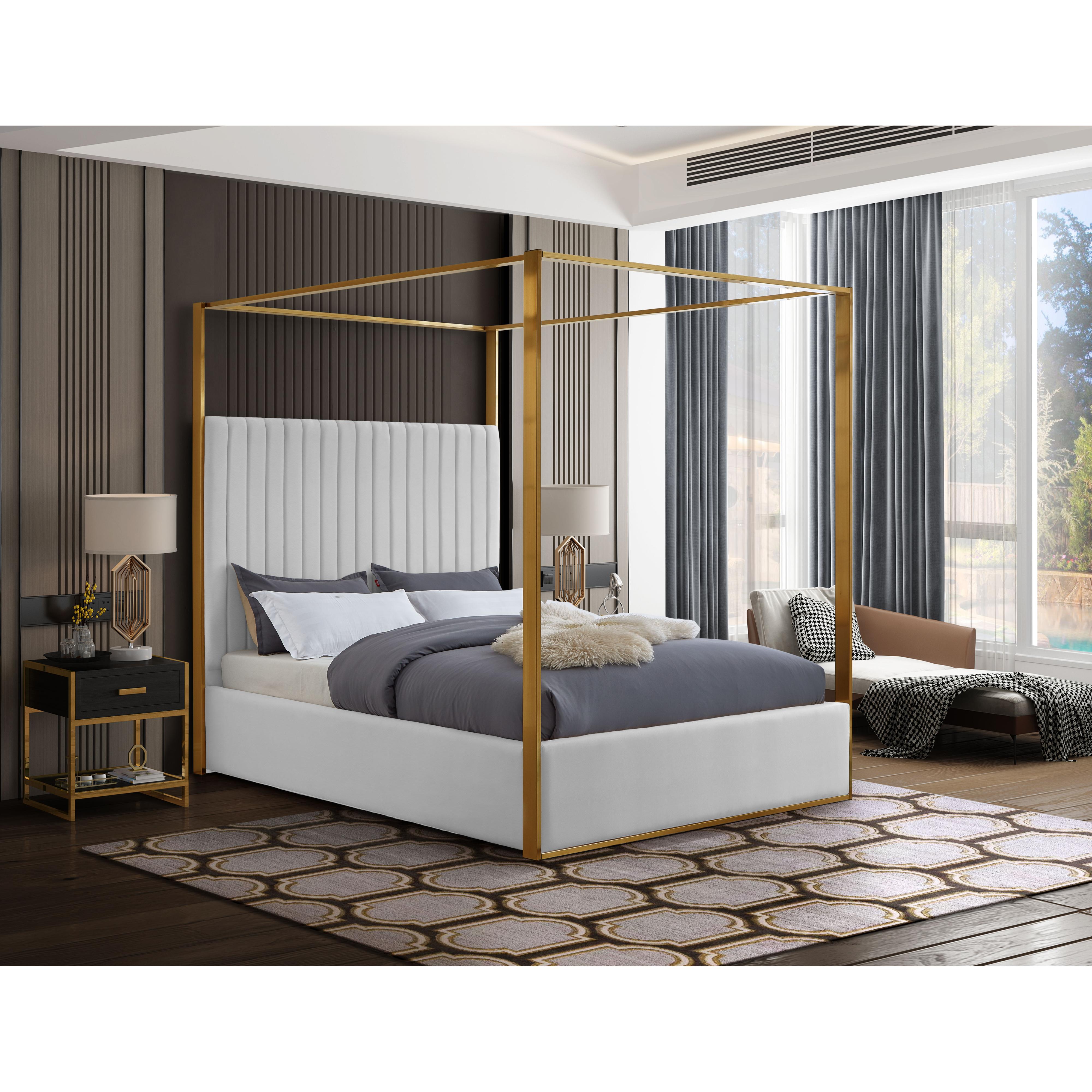 Meridian Jones White Vegan Leather King Bed
