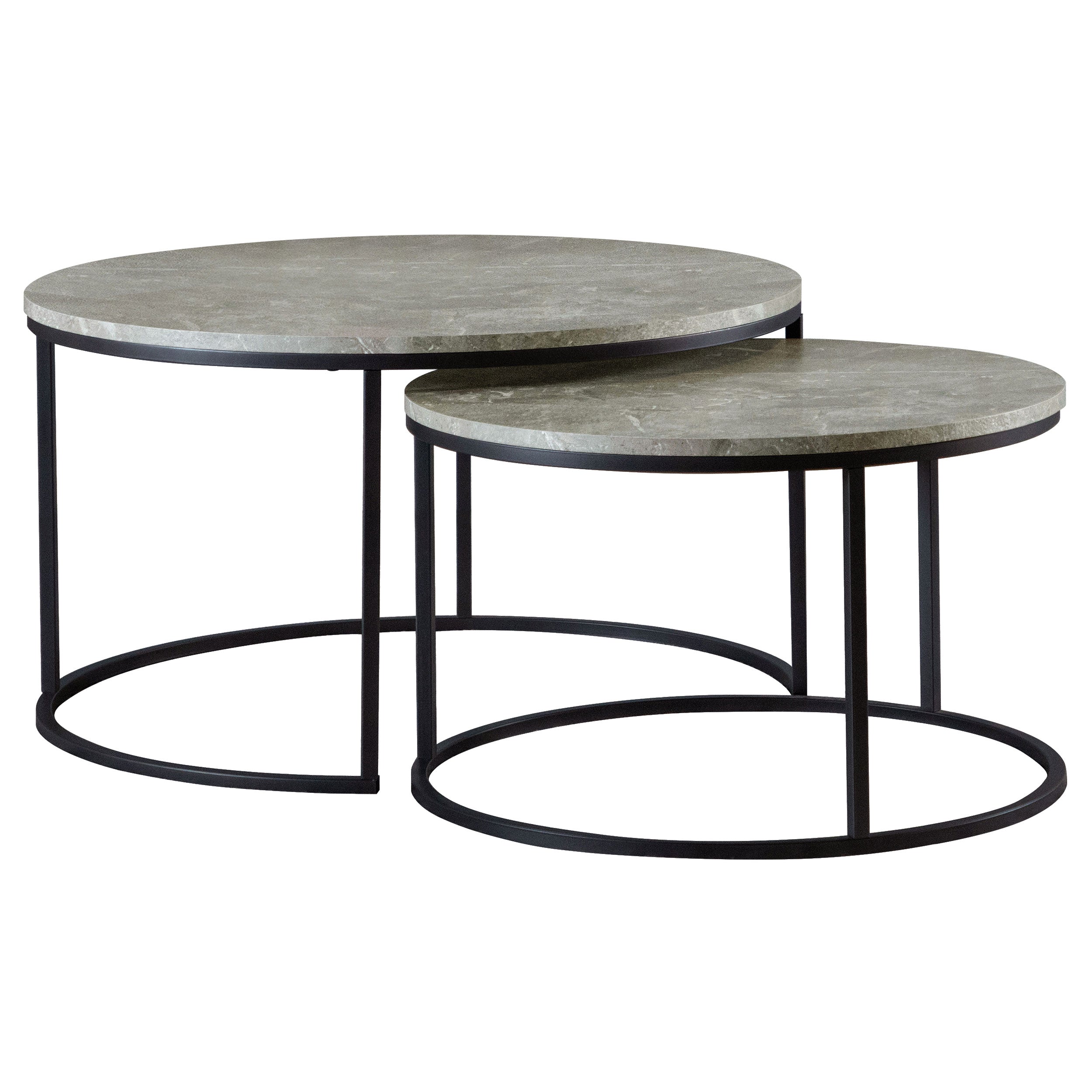Lainey Round Faux Marble Nesting Coffee Table Grey