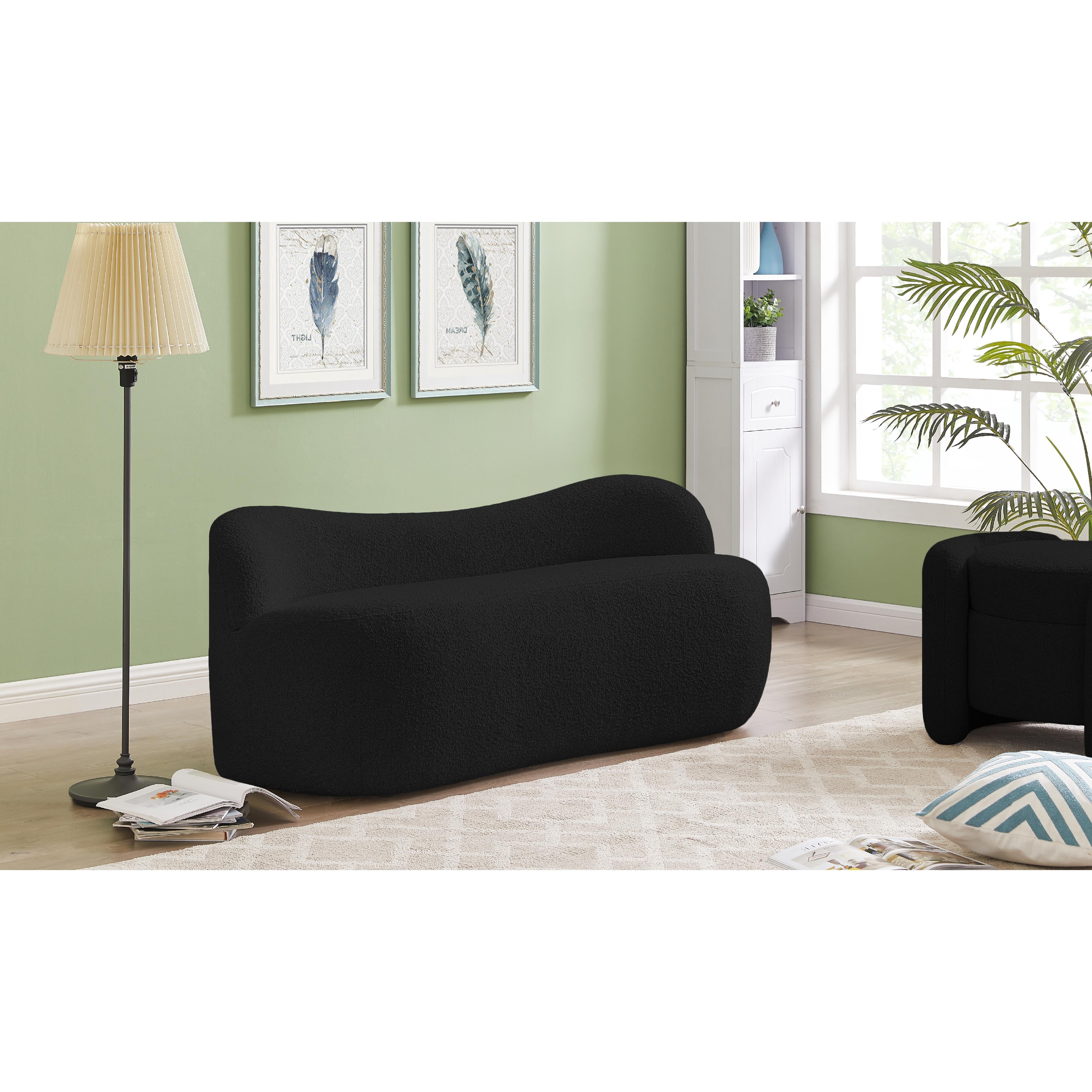 Meridian Flair Black Boucle Fabric Bench