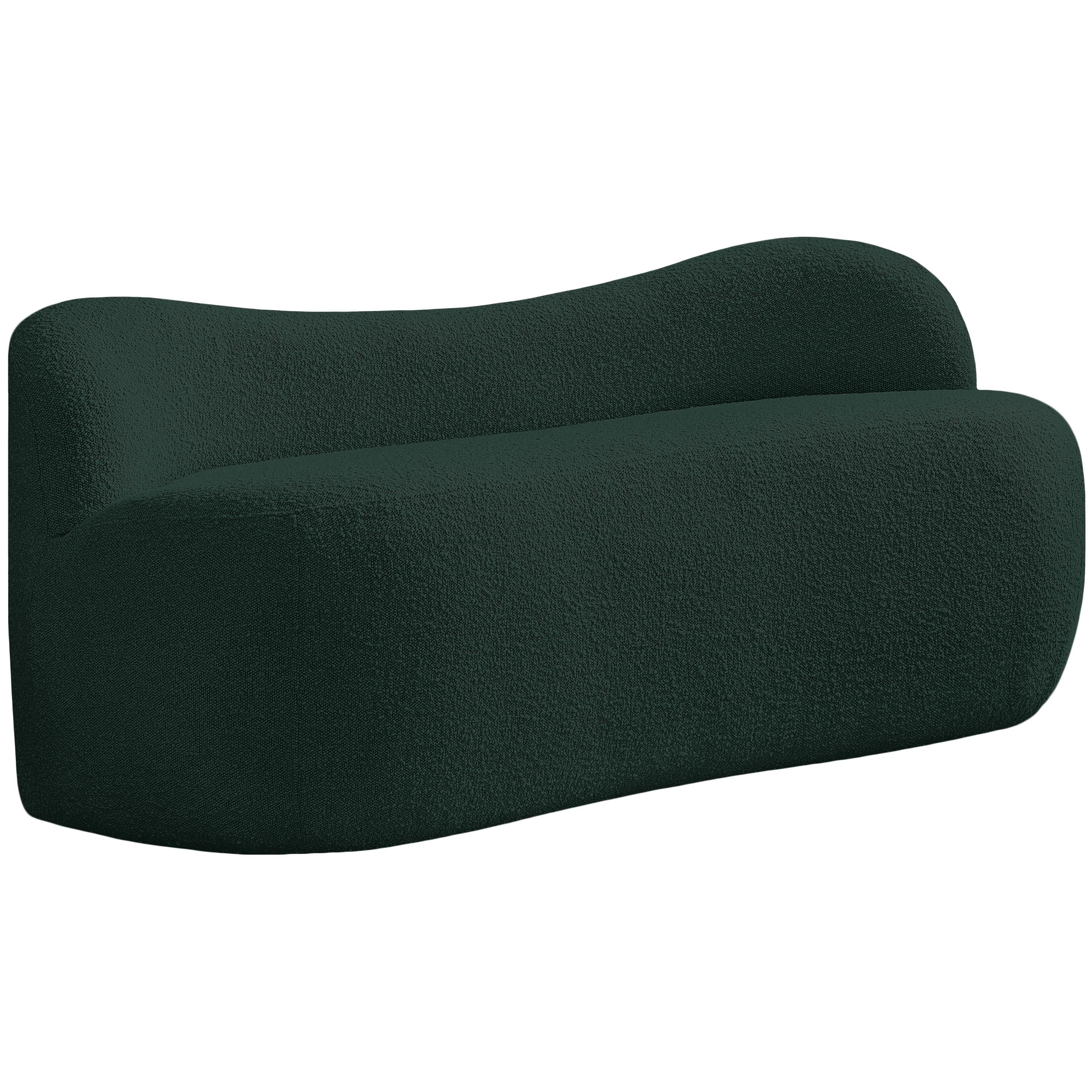 Meridian Flair Green Boucle Fabric Bench