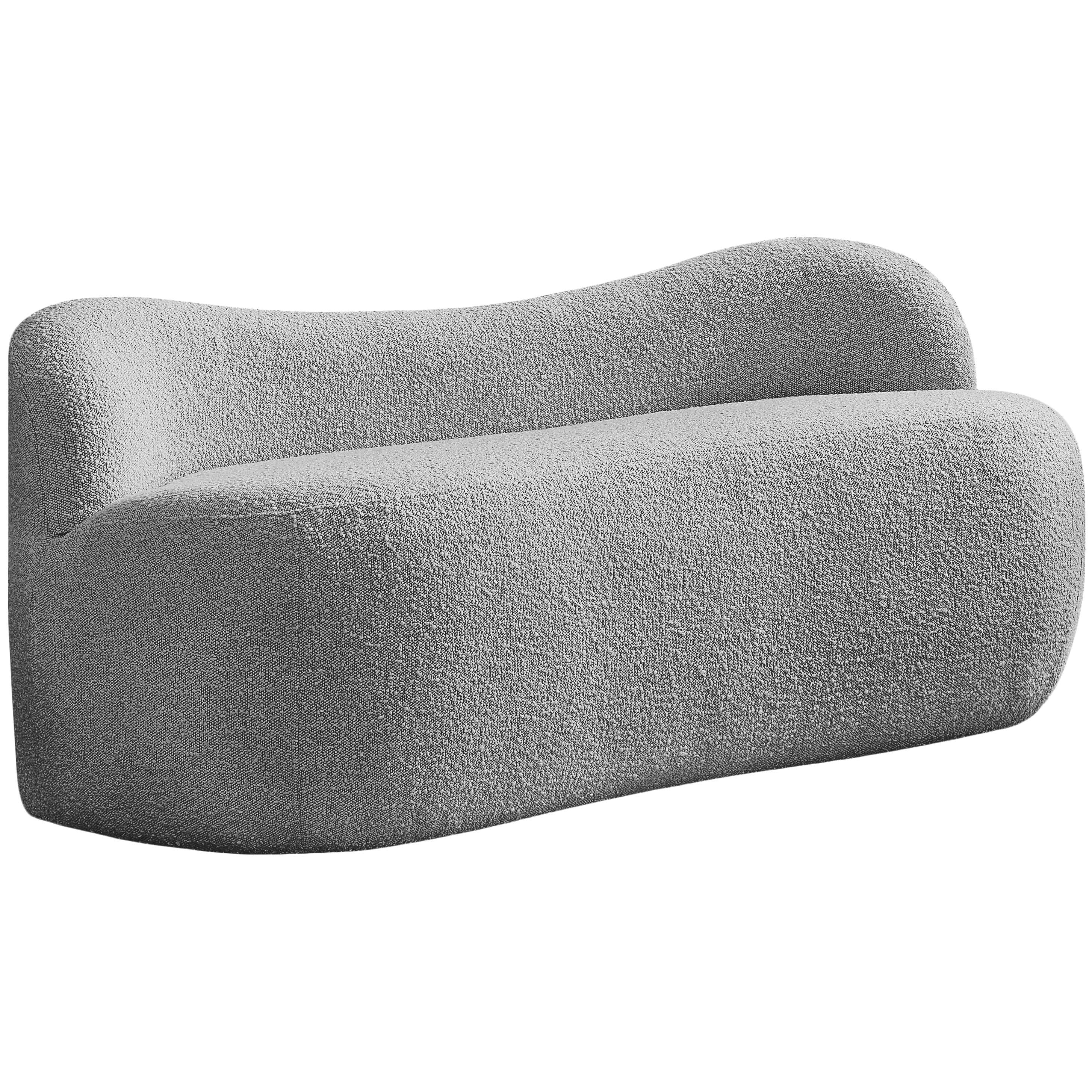 Meridian Flair Grey Boucle Fabric Bench