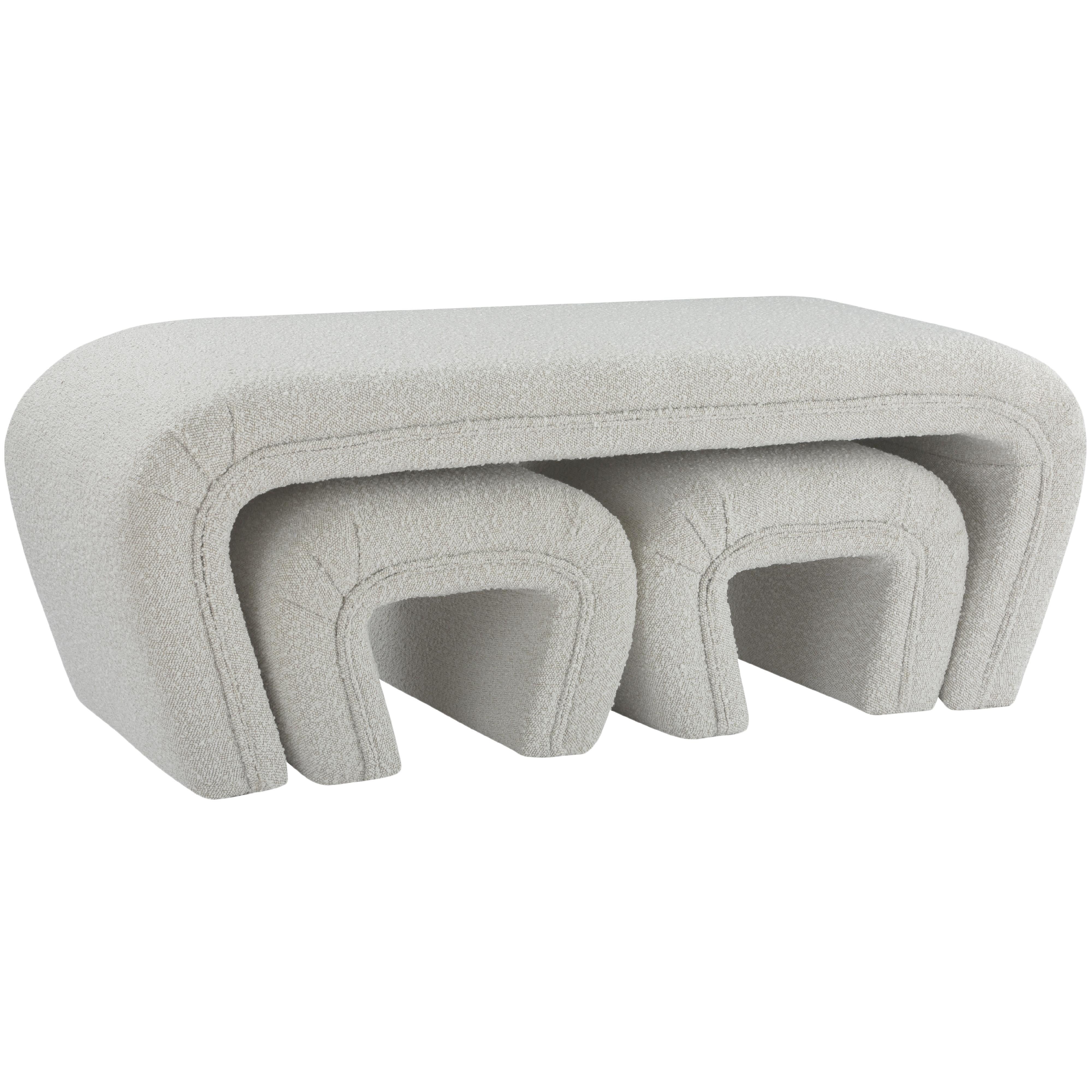 Meridian Odelia Cream Boucle Fabric Bench