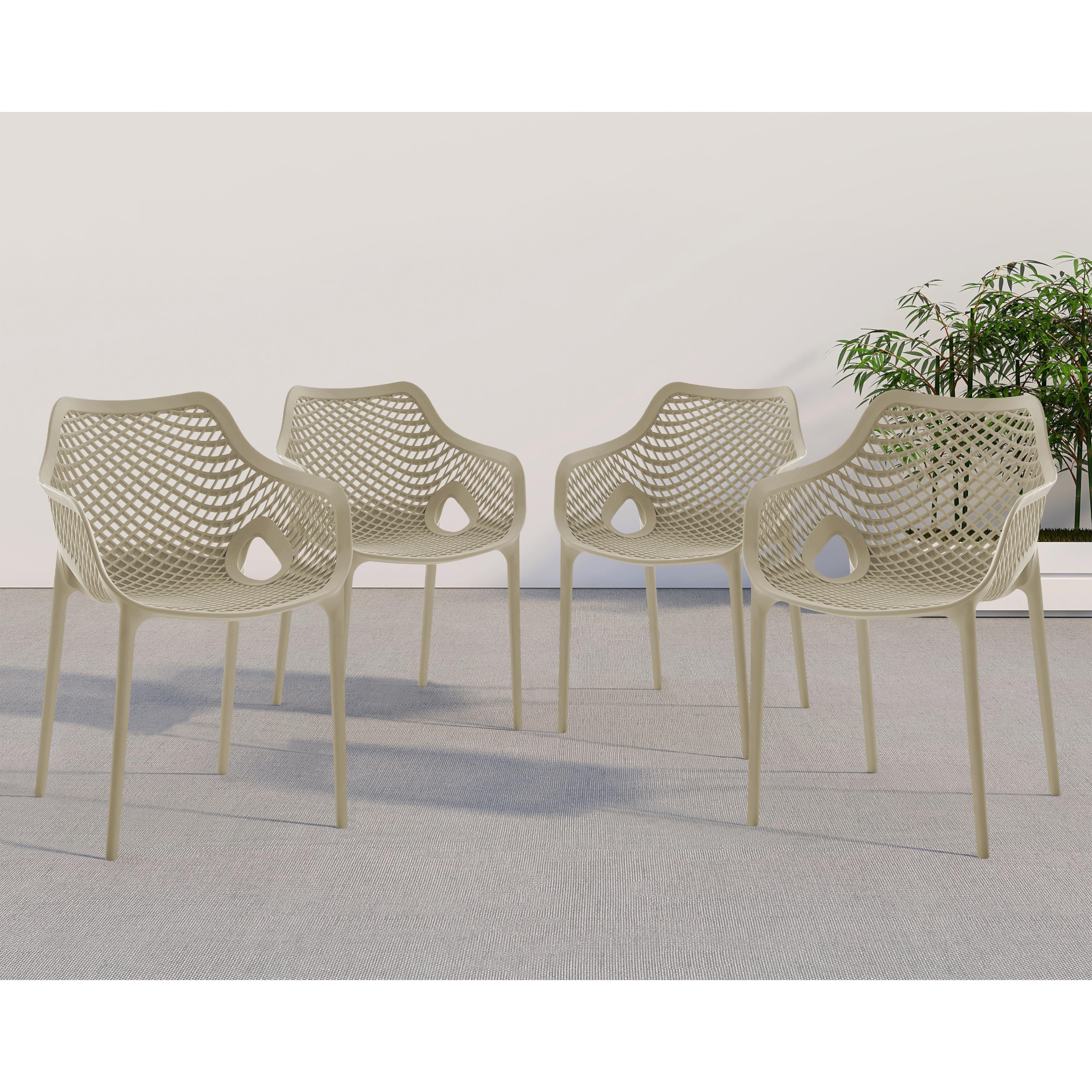 Meridian Mykonos Taupe Outdoor Patio Dining Chair
