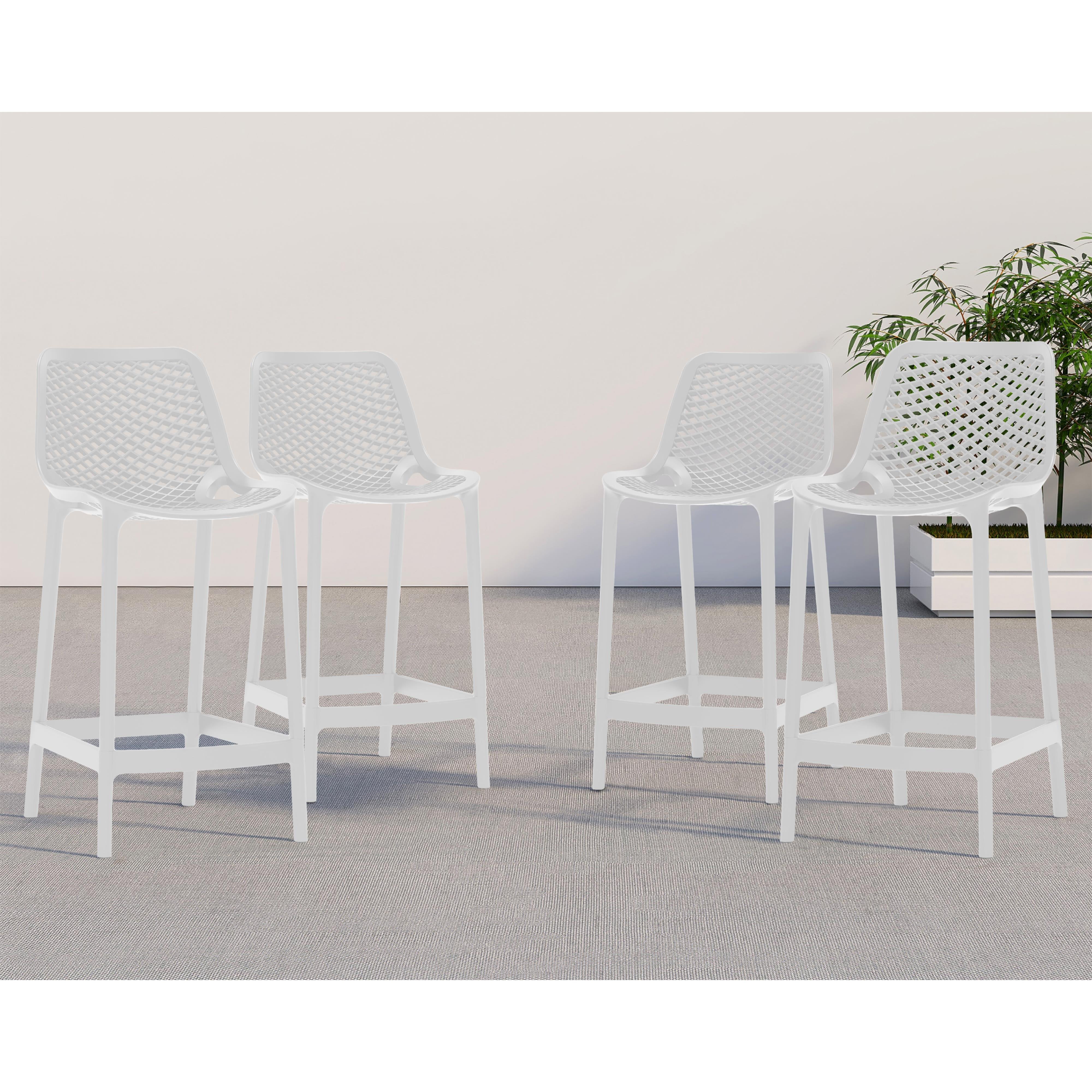 Meridian Mykonos White Outdoor Patio Stool