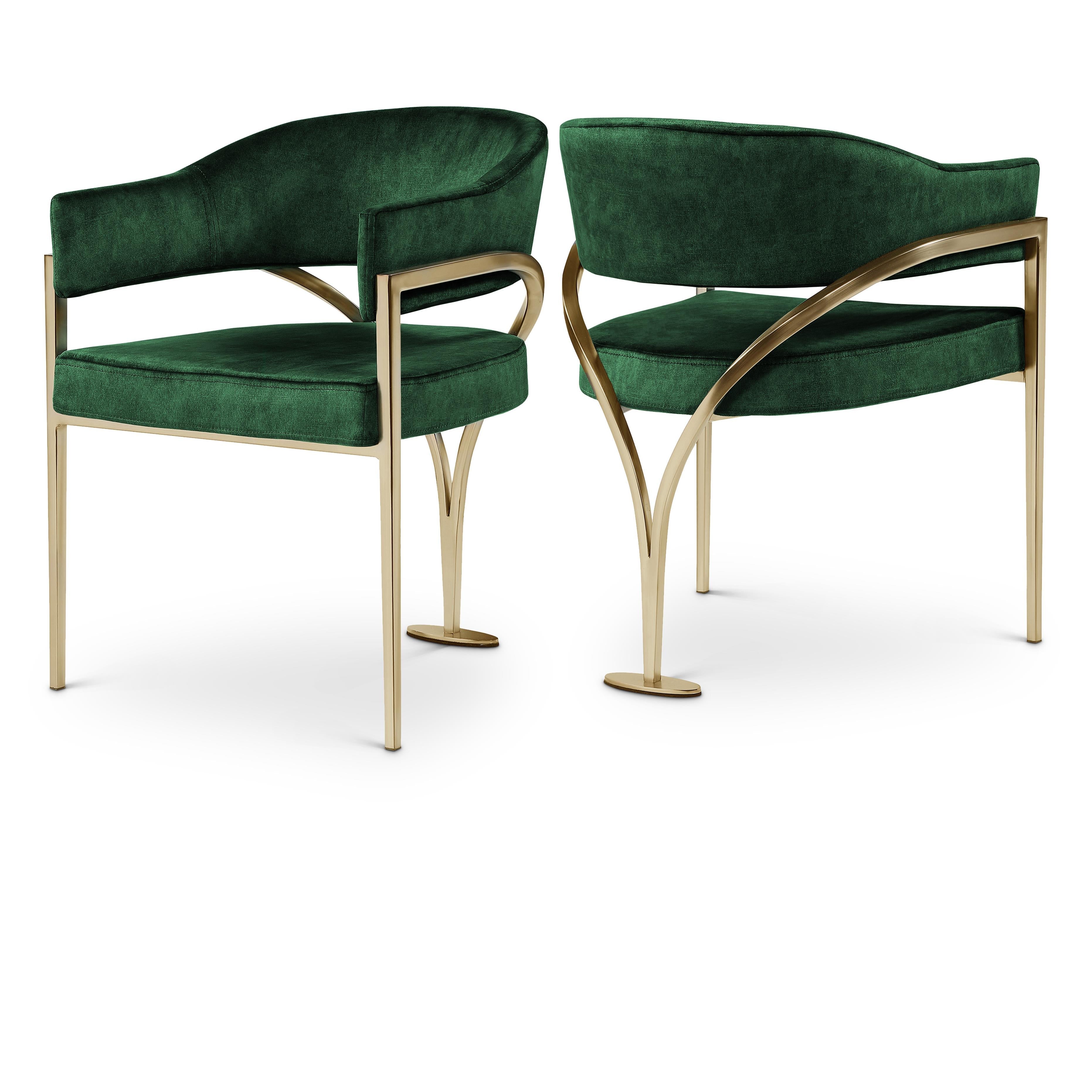 Meridian Madelyn Green Velvet Dining Chair