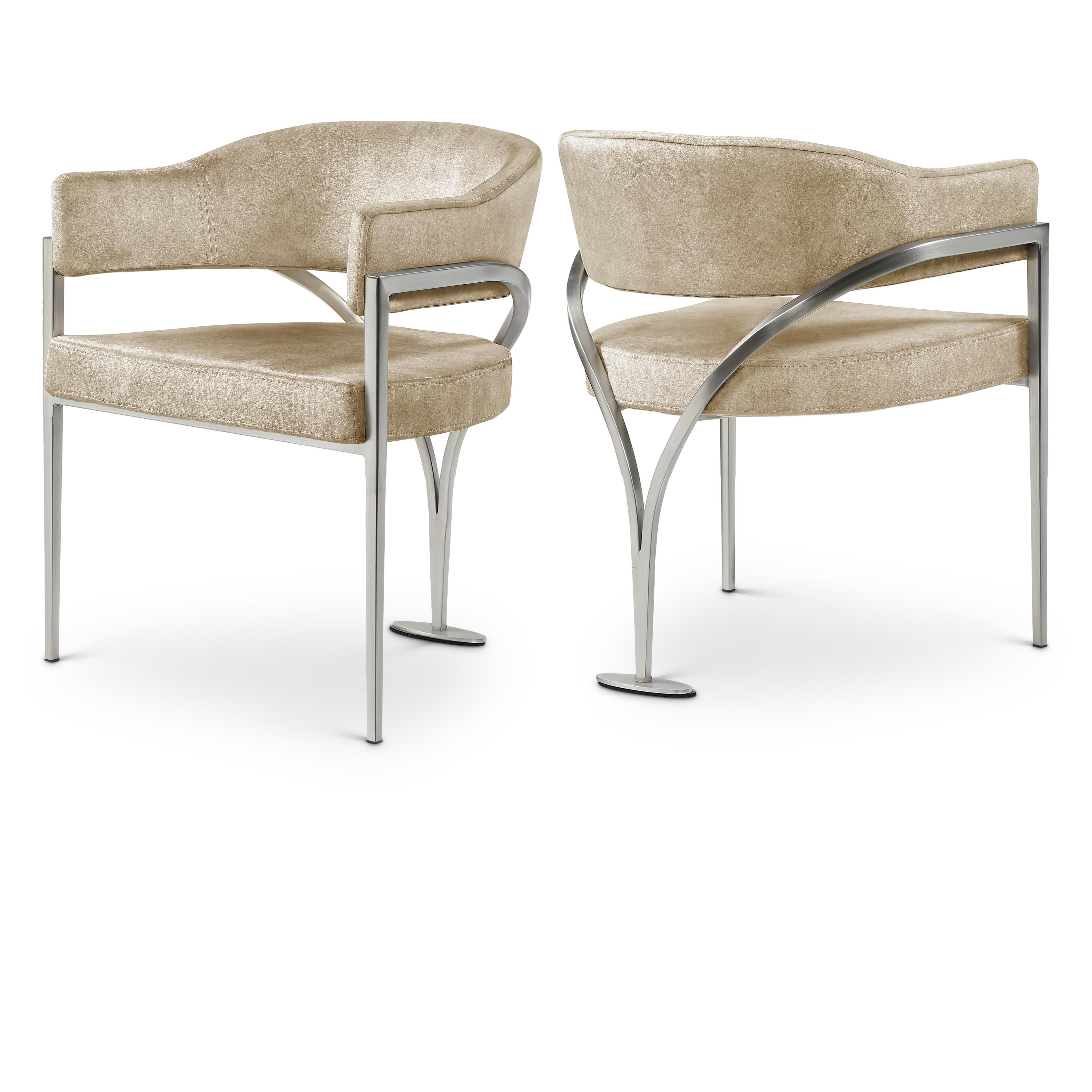 Meridian Madelyn Beige Velvet Dining Chair