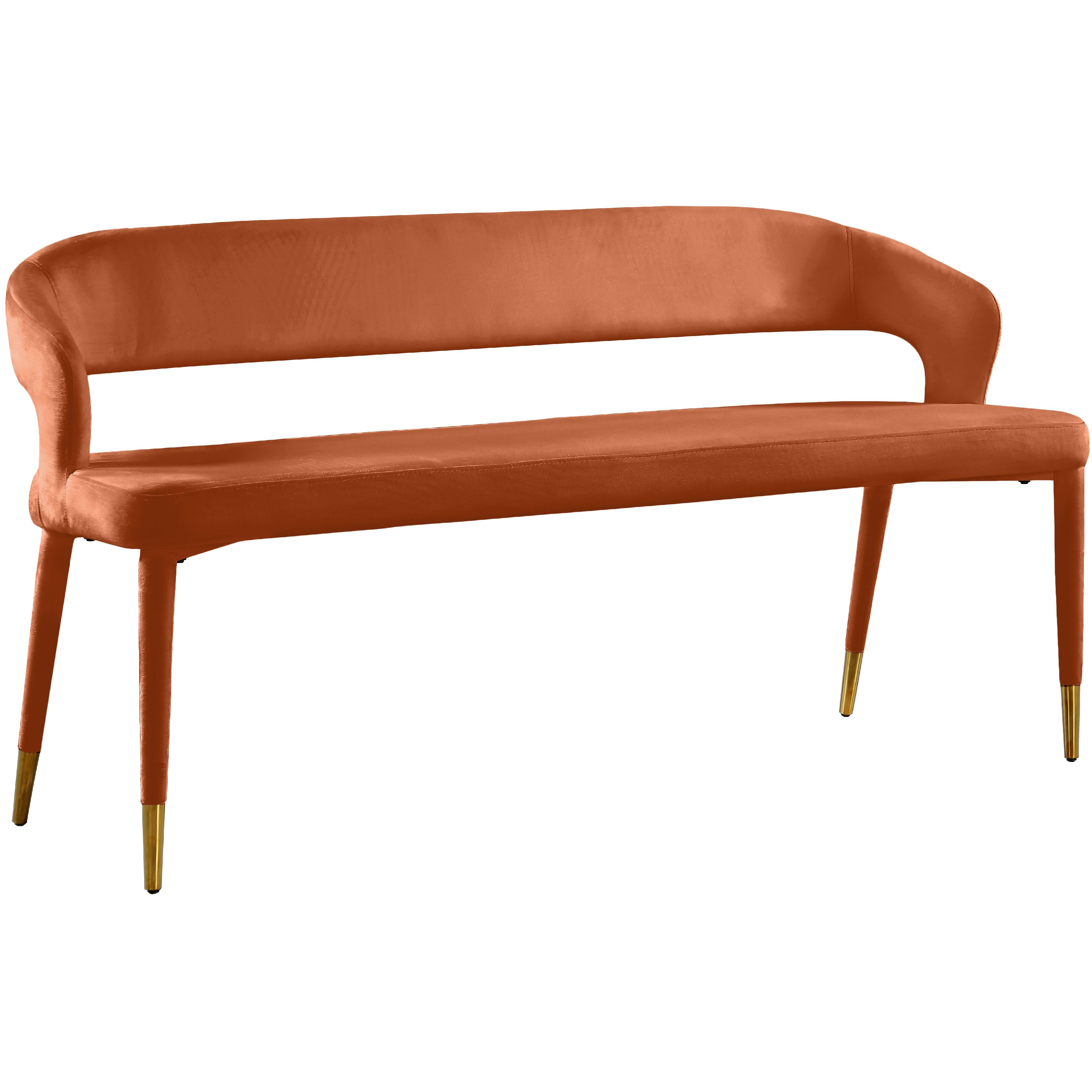 Meridian Destiny Cognac Velvet Bench