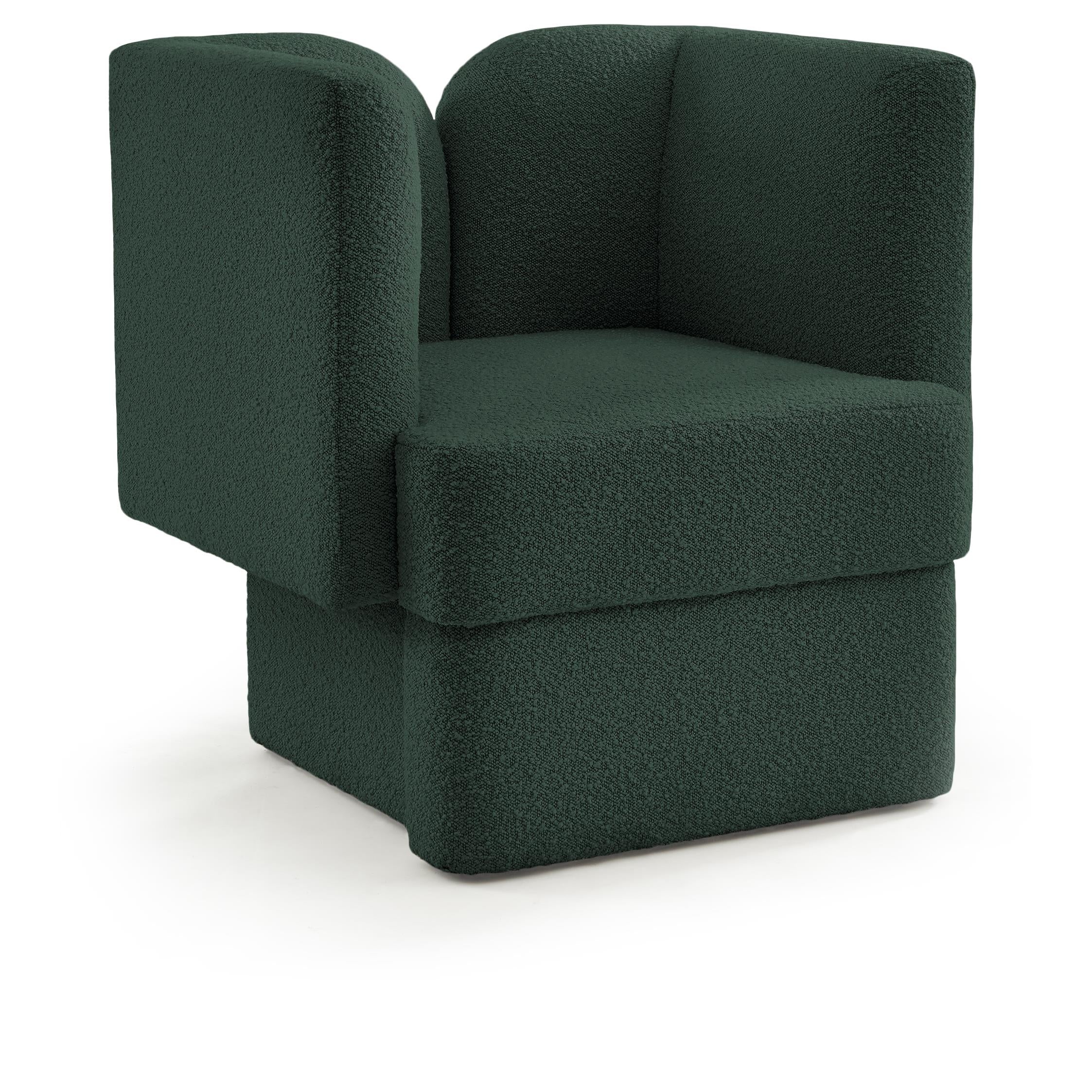 Meridian Marcel Green Boucle Fabric Chair